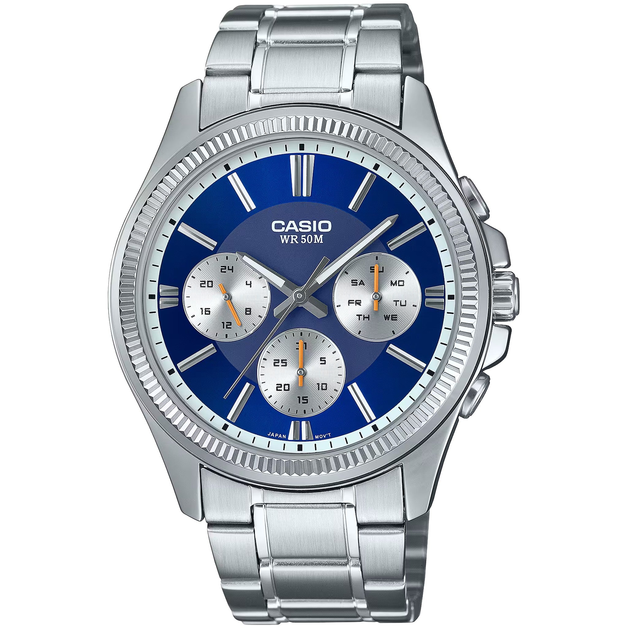 Casio Herrenuhr MTP-1375D-2A1 Quarz Analog Silber Blau