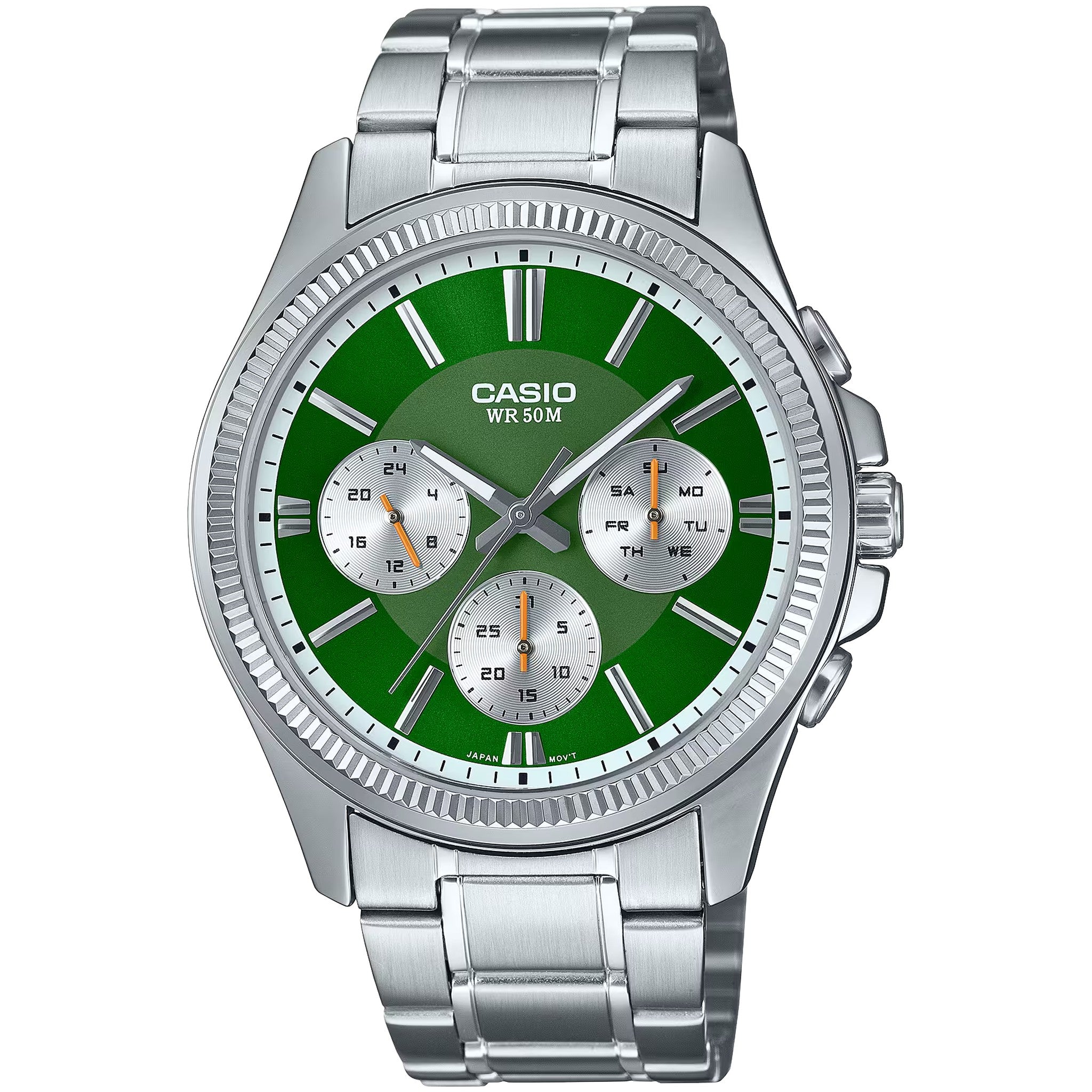 Casio Herrenuhr MTP-1375D-3A Quarz Analog Silber Grün
