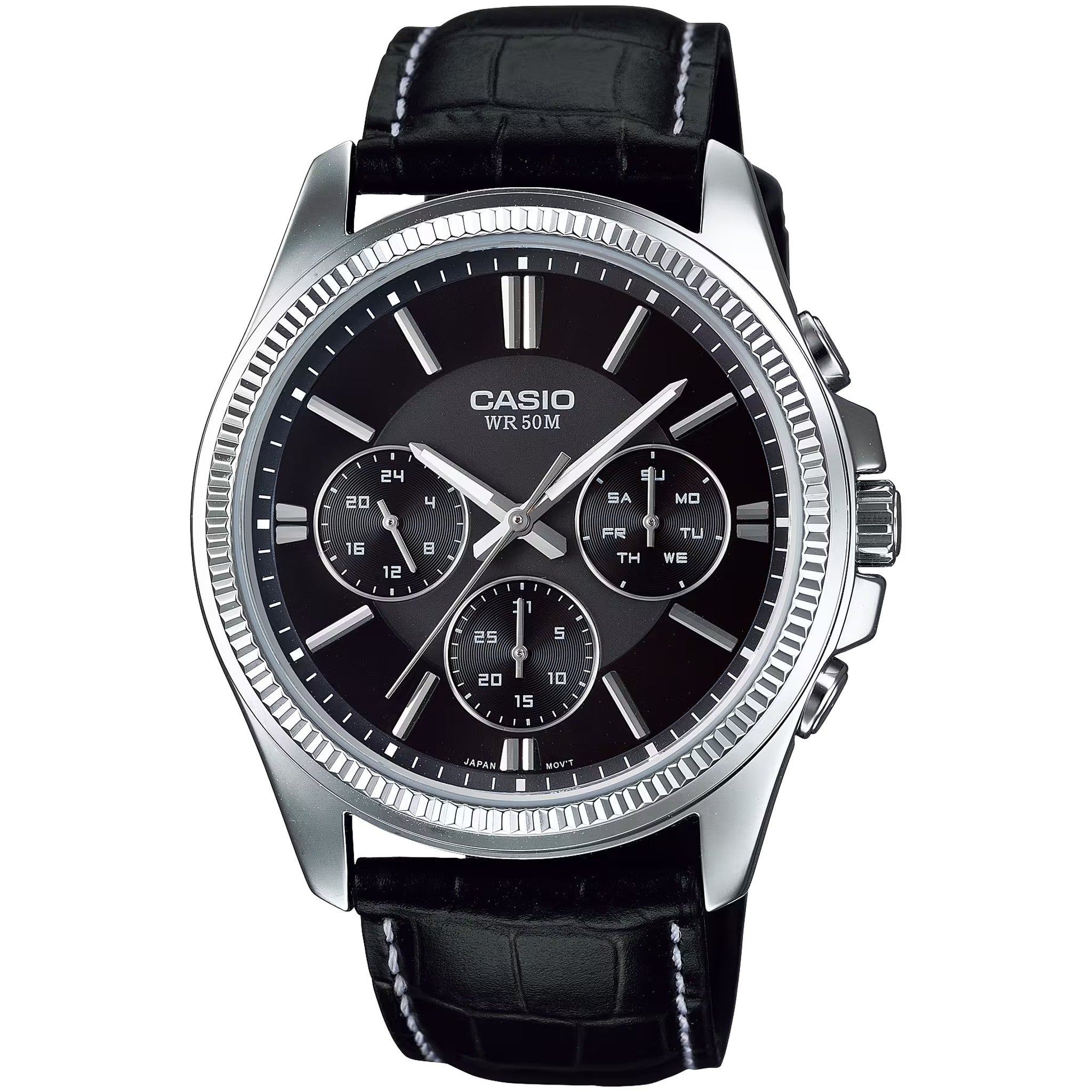Casio Herrenuhr MTP-1375L-1A Quarz Analog Silber Schwarz