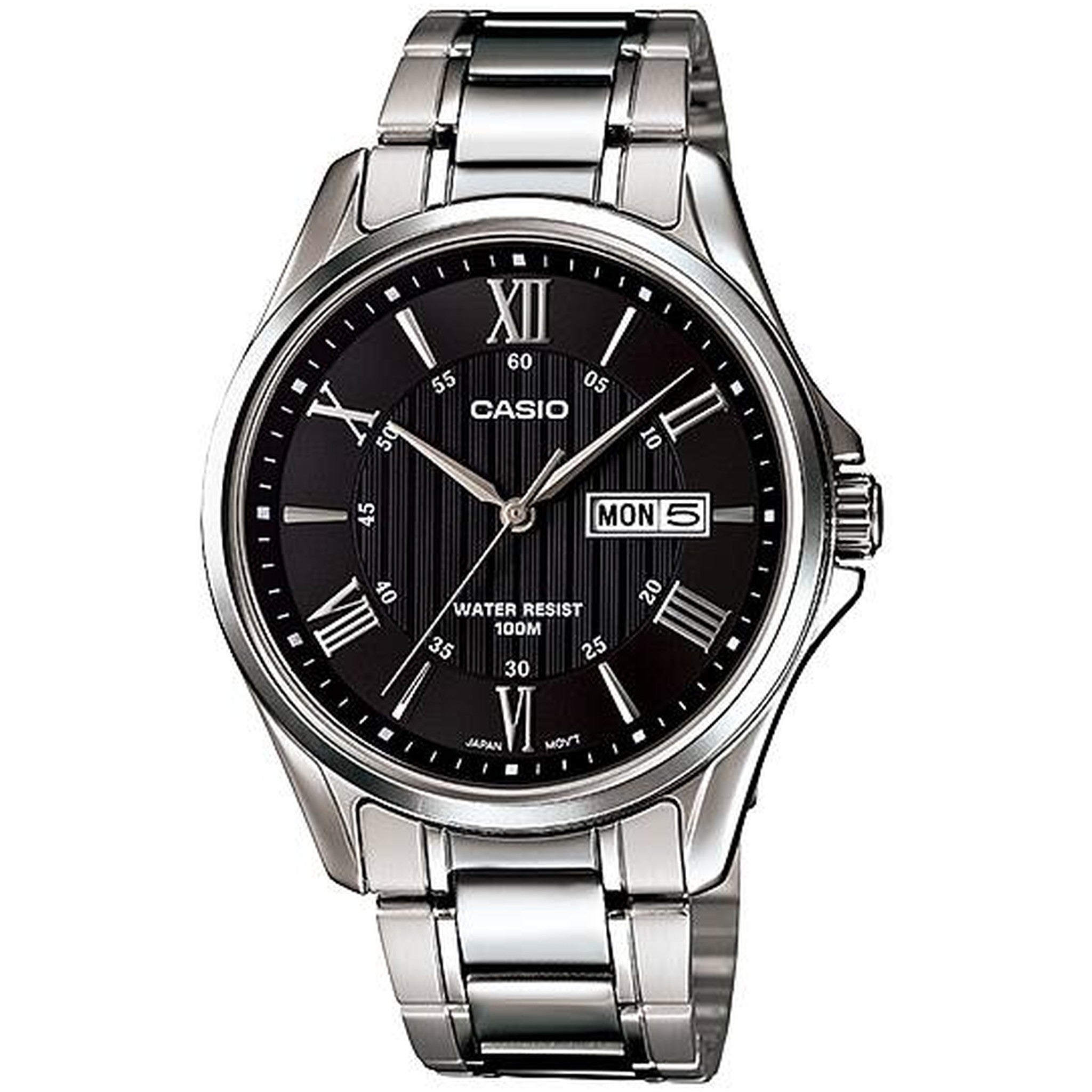 Casio Herrenuhr MTP-1384D-1A Quarz Analog Silber Schwarz