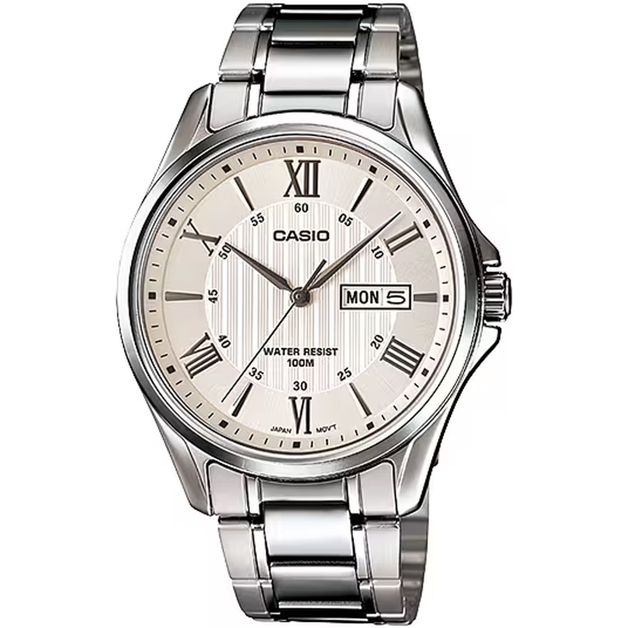 Casio Herrenuhr MTP-1384D-7A Quarz Analog Silber Weiß