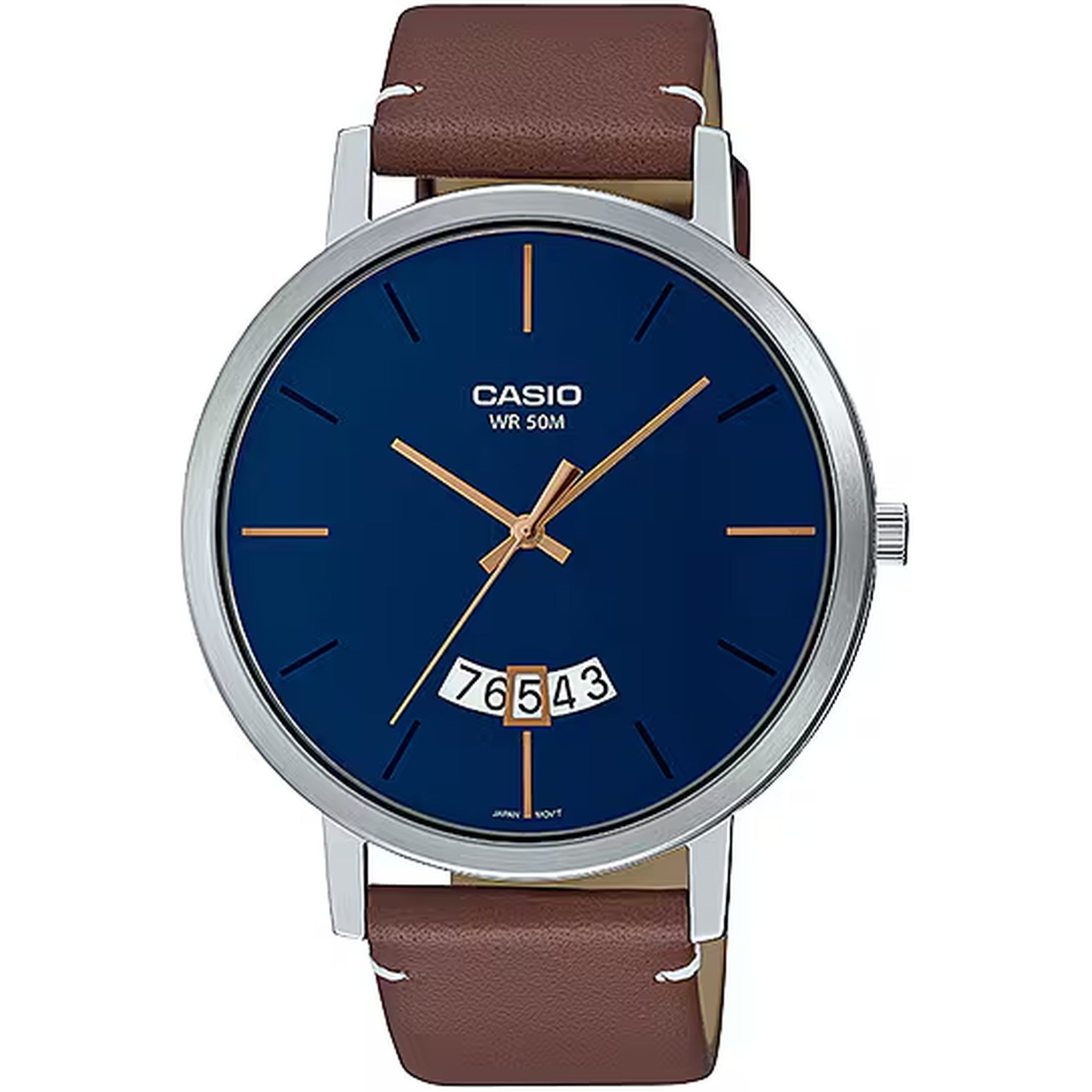 Casio Herrenuhr MTP-B100L-2E Quarz Analog Silber Blau