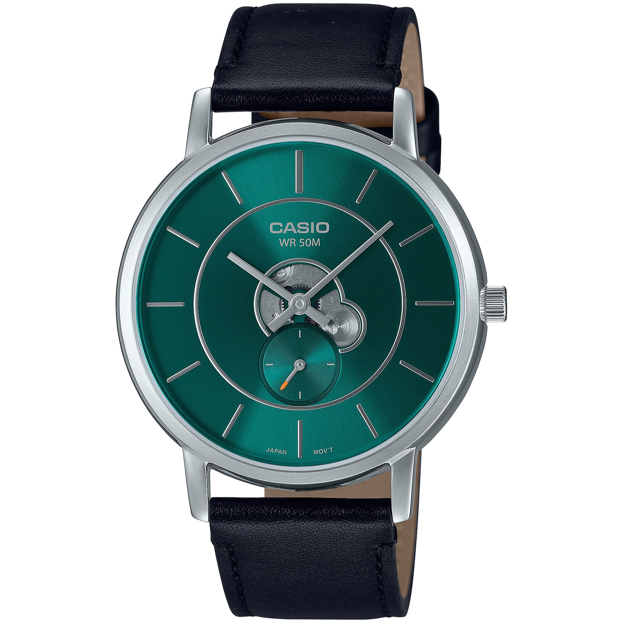 Casio Herrenuhr MTP-B130L-3A Quarz Analog Silber Grün