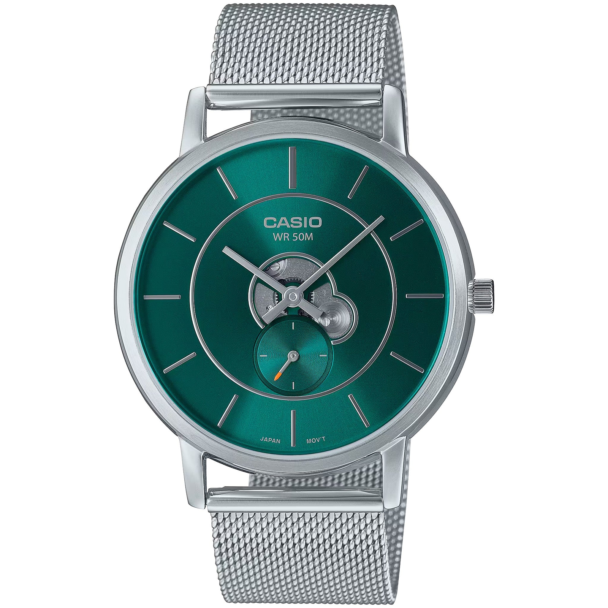Casio Herrenuhr MTP-B130M-3A Quarz Analog Silber Grün