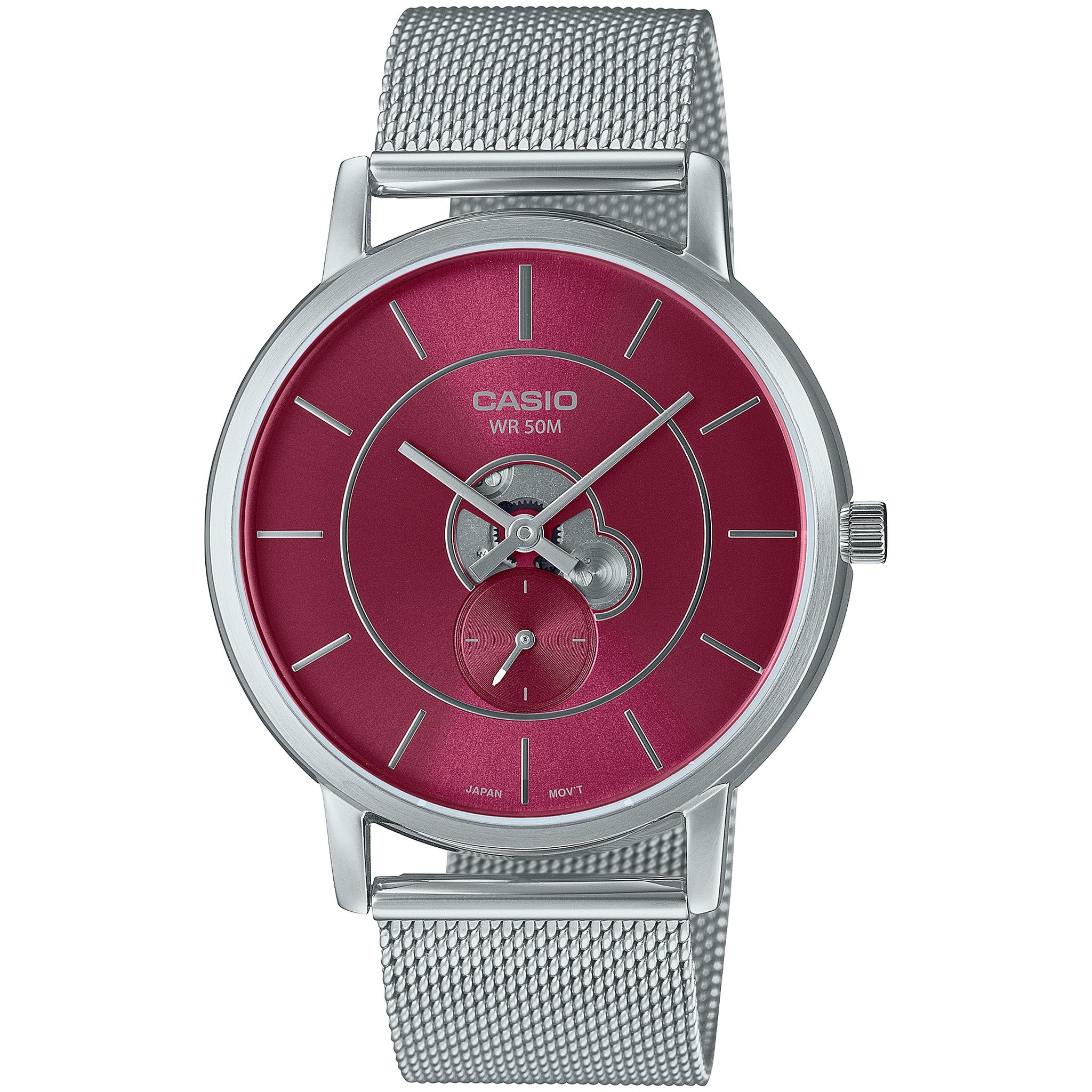 Casio Herrenuhr MTP-B130M-4A Quarz Analog Silber Rot