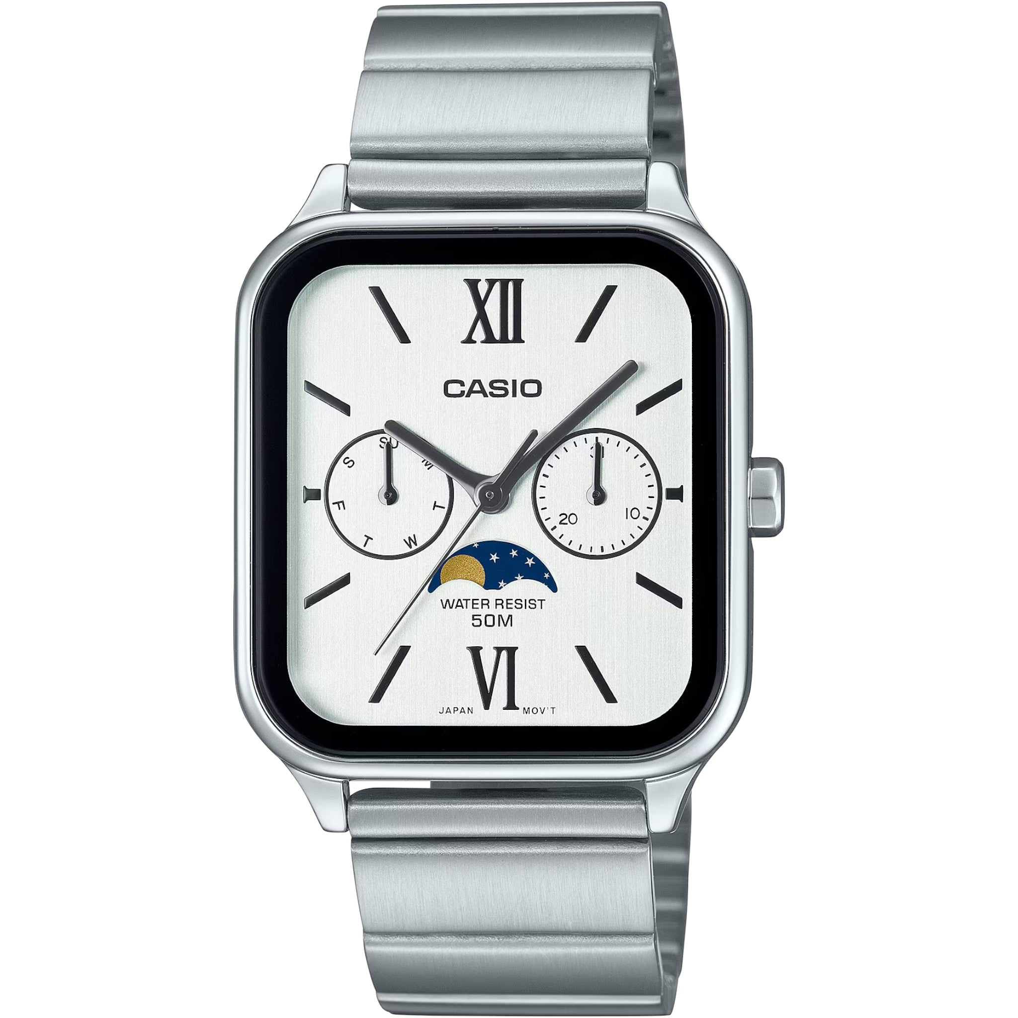 Casio Standard Herrenuhr MTP-M305D-7A2 Mondphase Weiße römische Ziffern Quarz