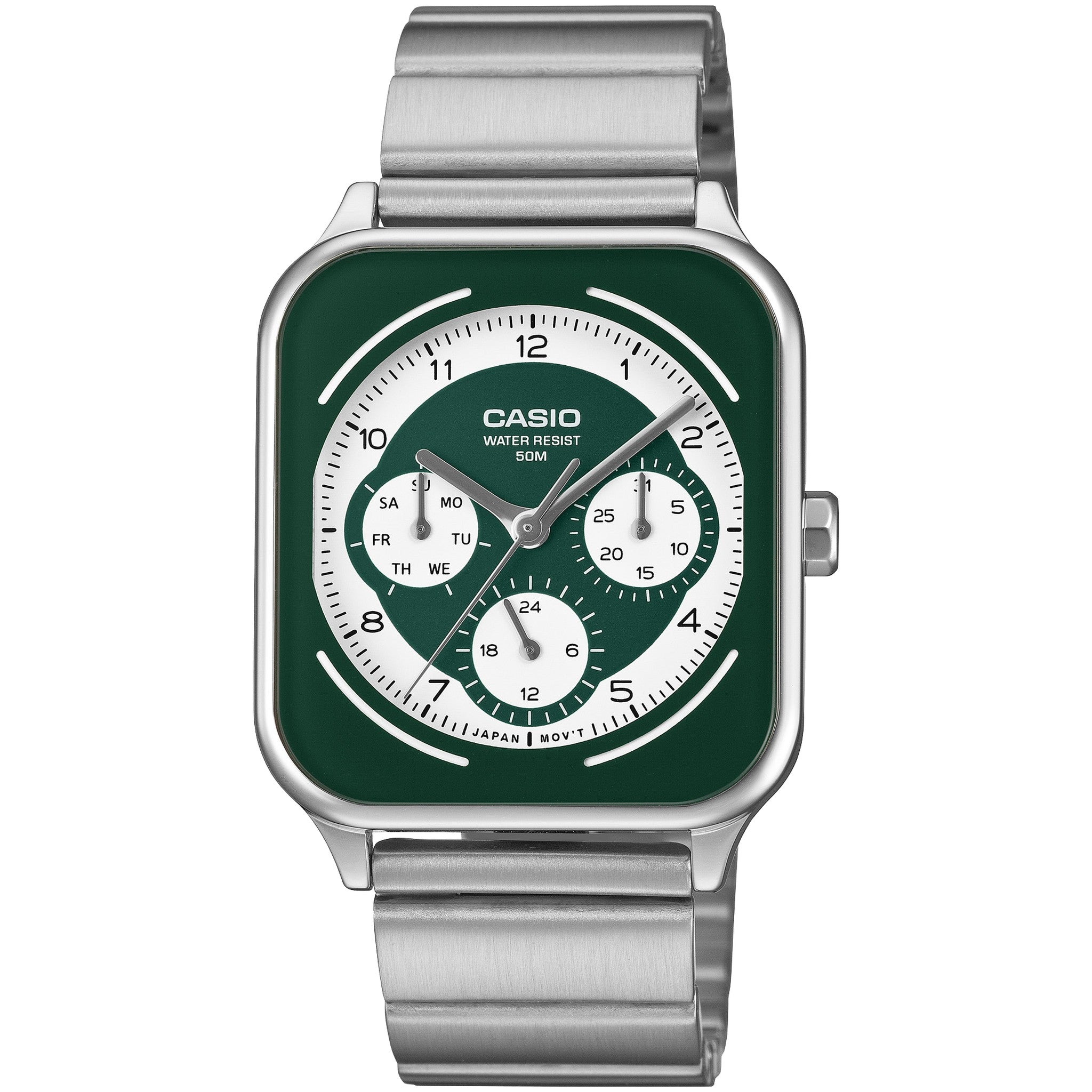 Montre Casio Homme MTP-M307D-3B Quartz Analogique Argent Vert Blanc