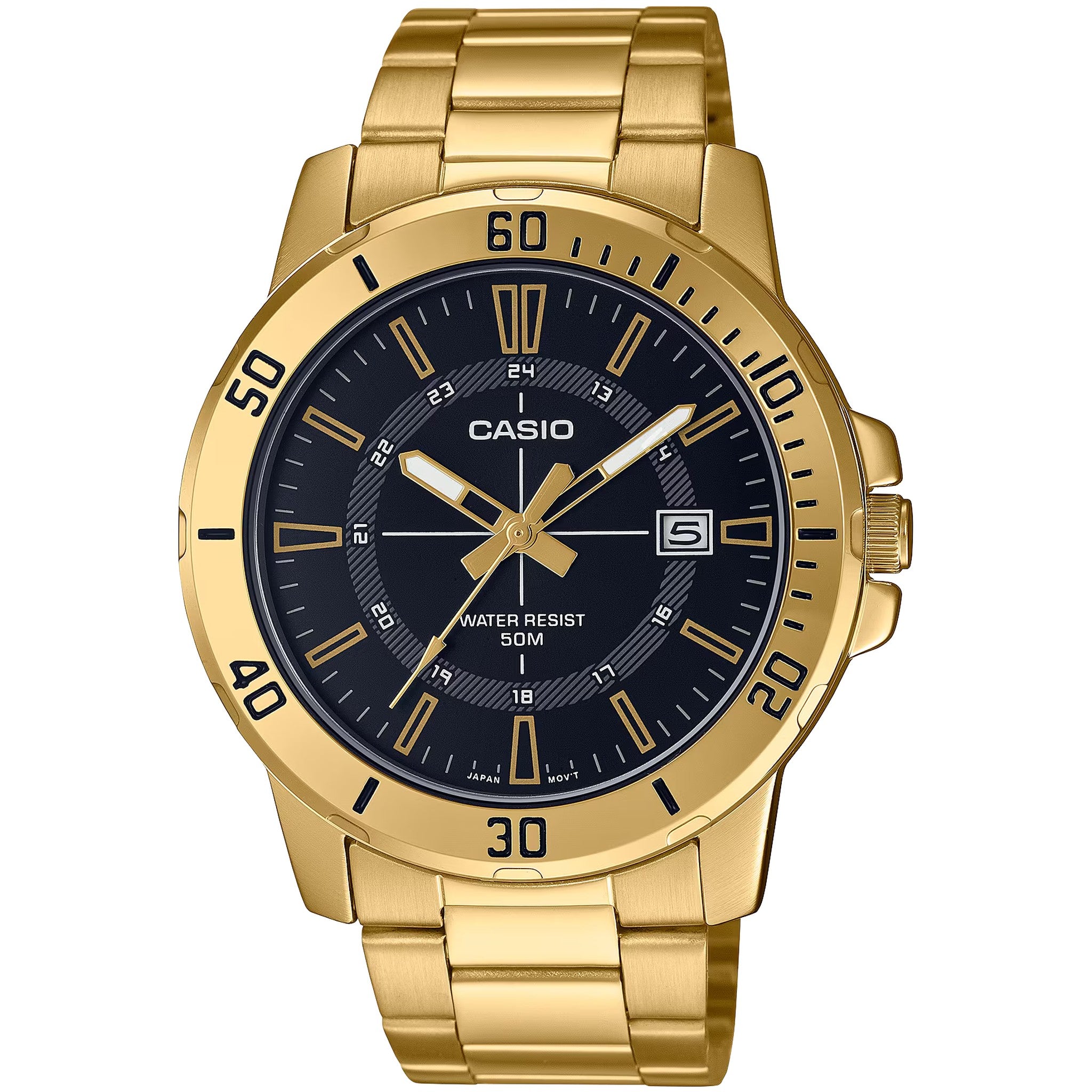 Casio Men's Watch MTP-VD01G-1C Quartz Analog Gold Black