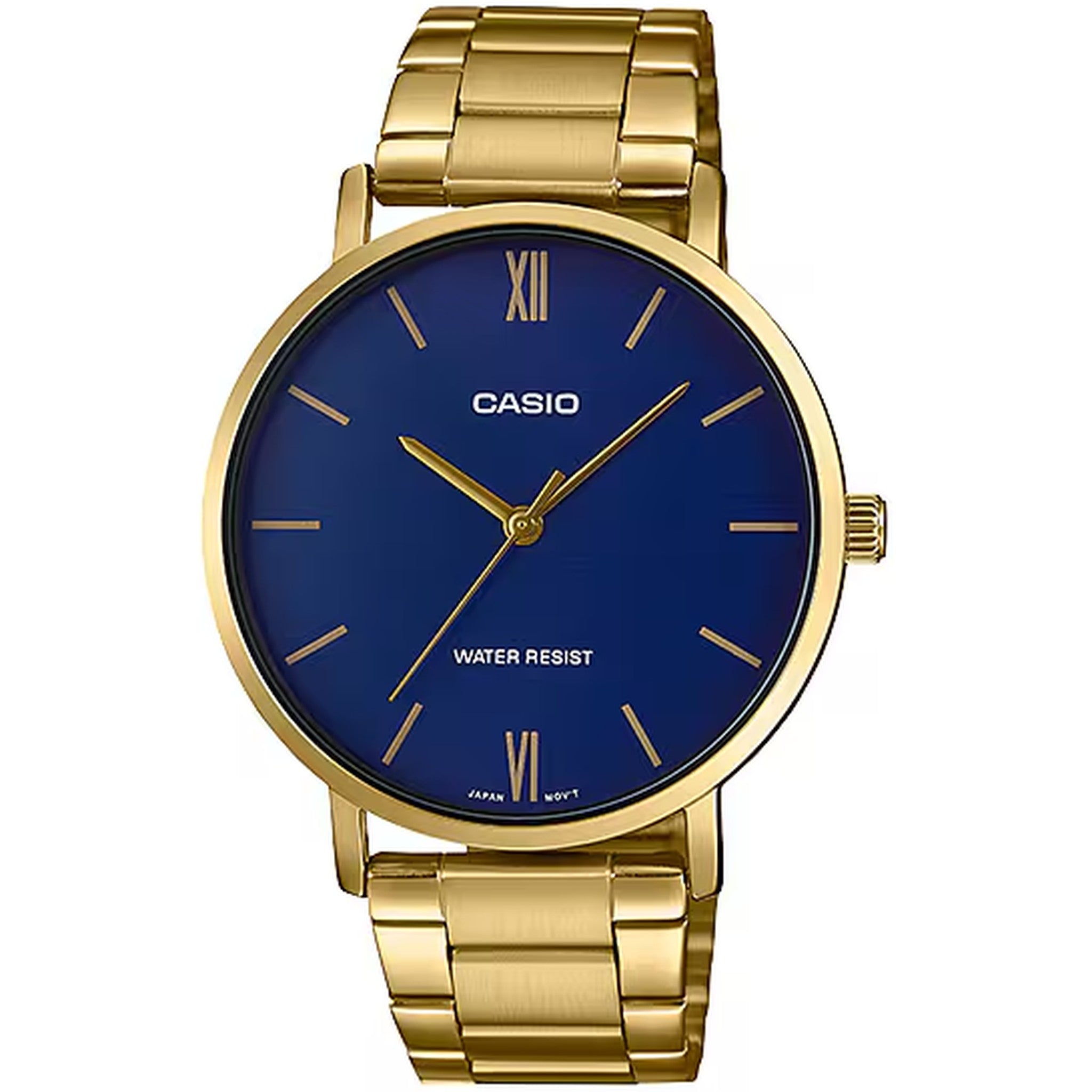 Casio Men's Watch MTP-VT01G-2B Quartz Analog Gold Blue