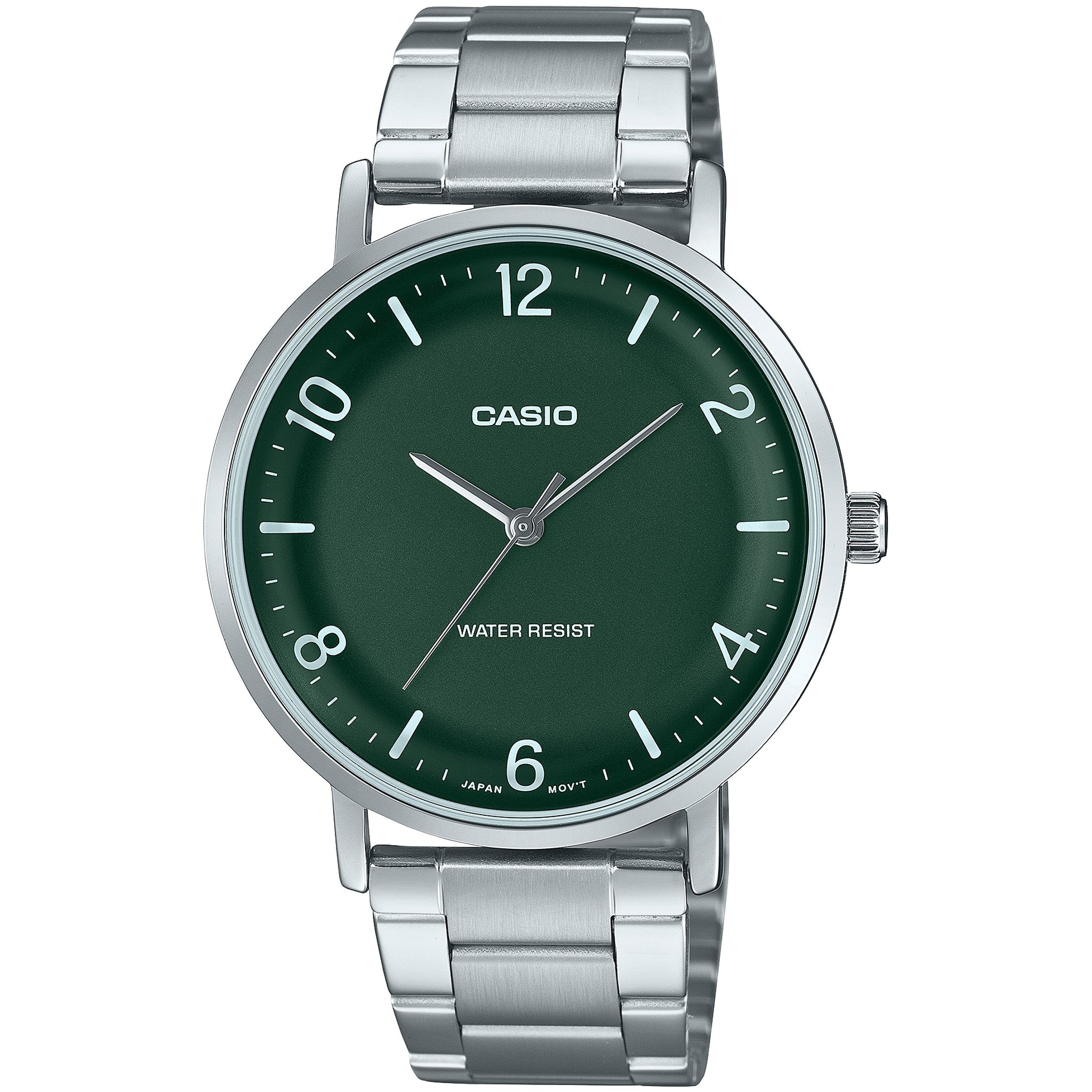 Casio Men's Watch MTP-VT03D-3B Quartz Analog Silver Green