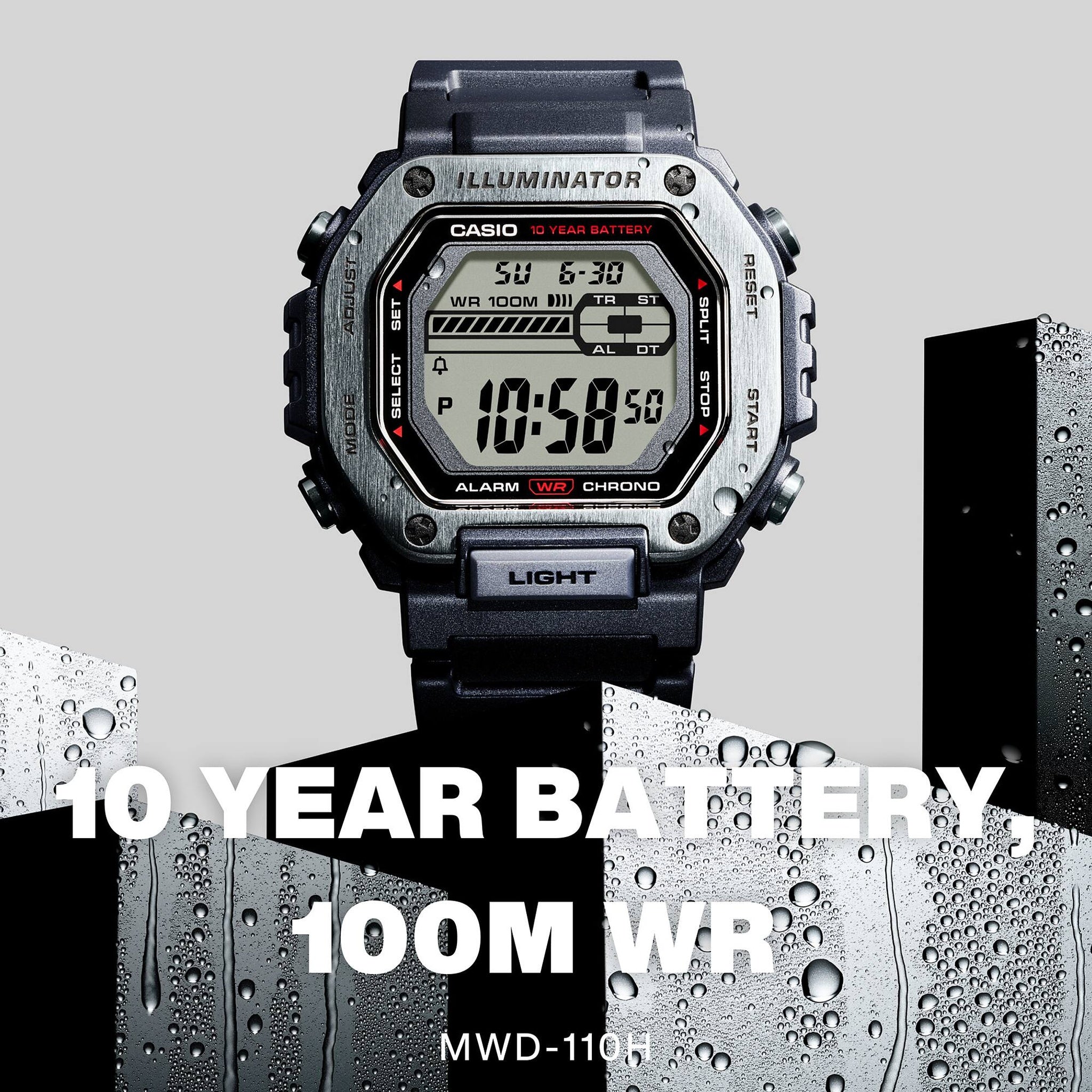 Casio Men's Watch MWD-110H-1A Quartz Digital Silver Black