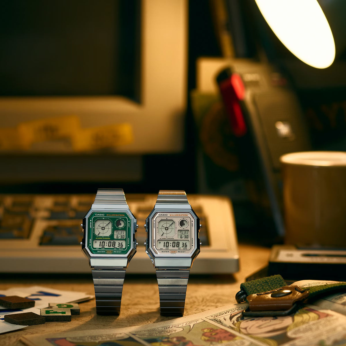 Casio Vintage A130WE-3A Digitaluhr Grün