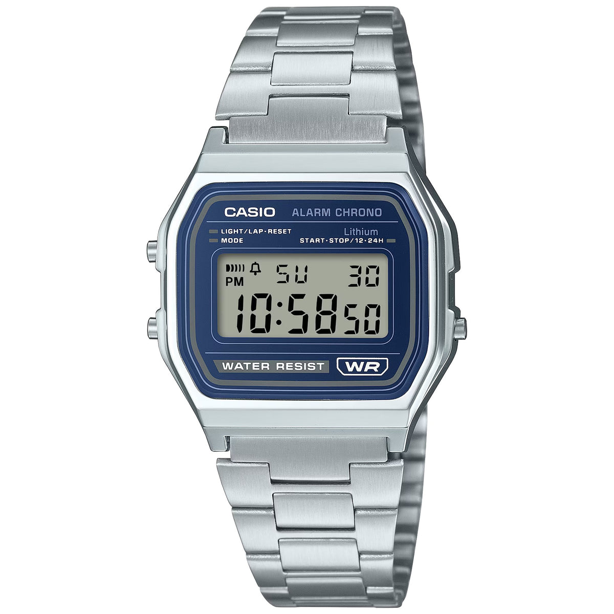 Casio Vintage A158WEA-2 Digital Watch Silver Blue