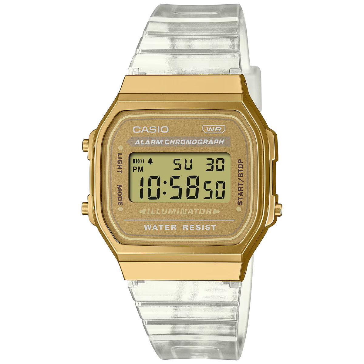 Casio Vintage A168XESG-9A Digitaluhr Gold Transparent