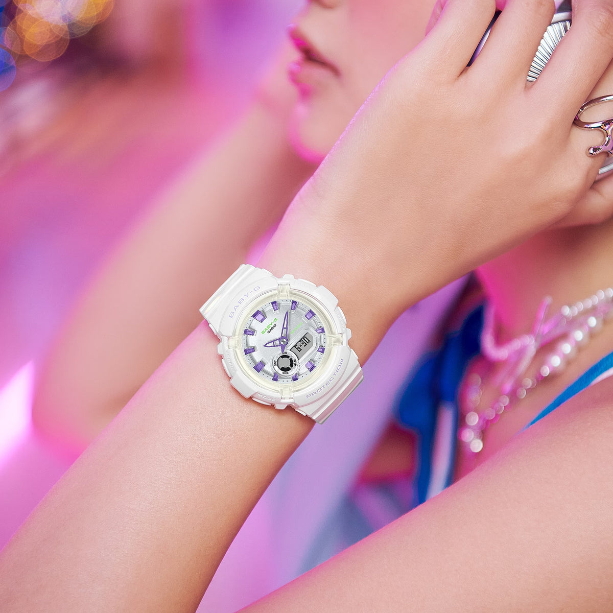 Casio Baby-G BGA-280DN-7A Damenuhr Weiß Violett