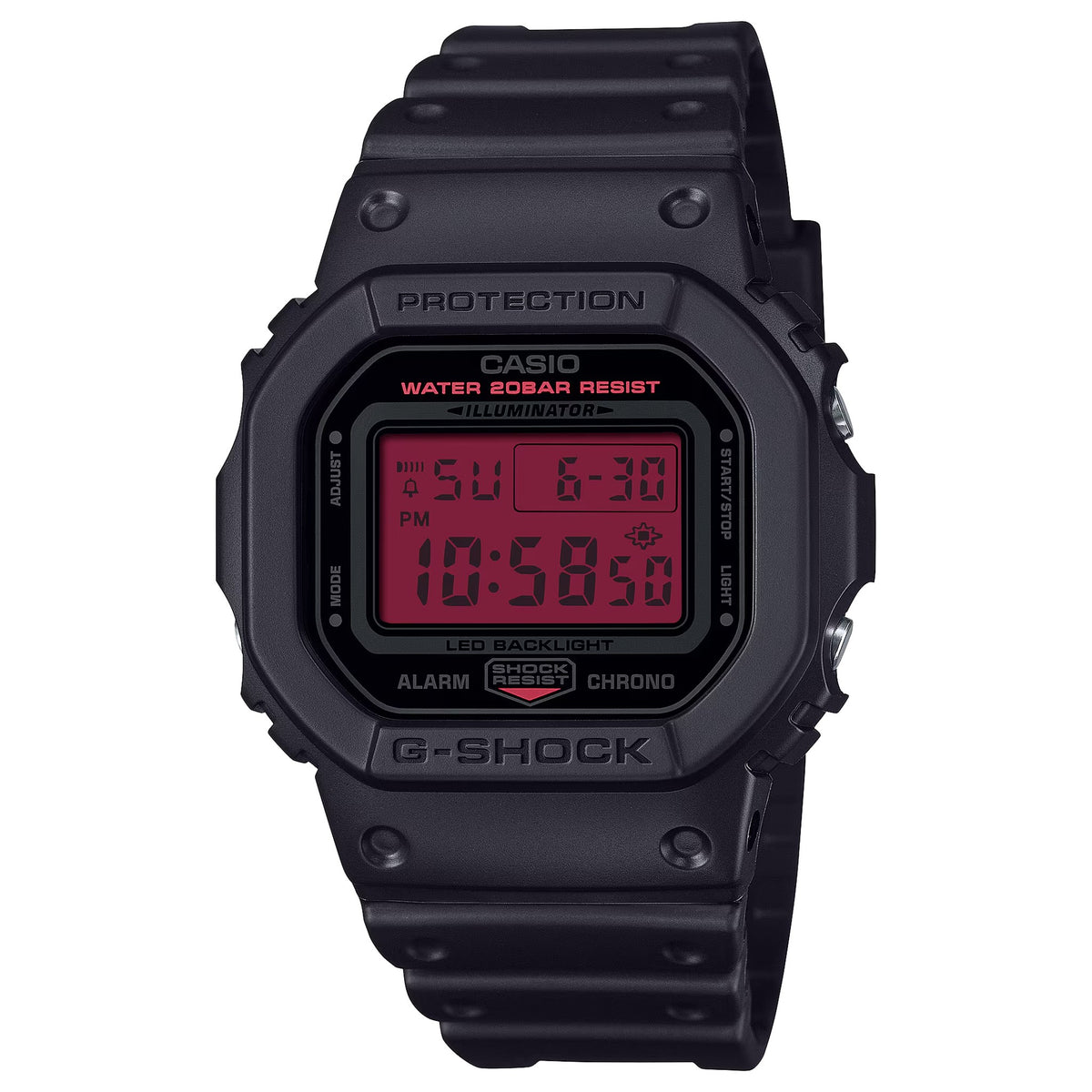 Casio G-Shock DW-5600BBR-1 Herrenuhr Schwarz Rot