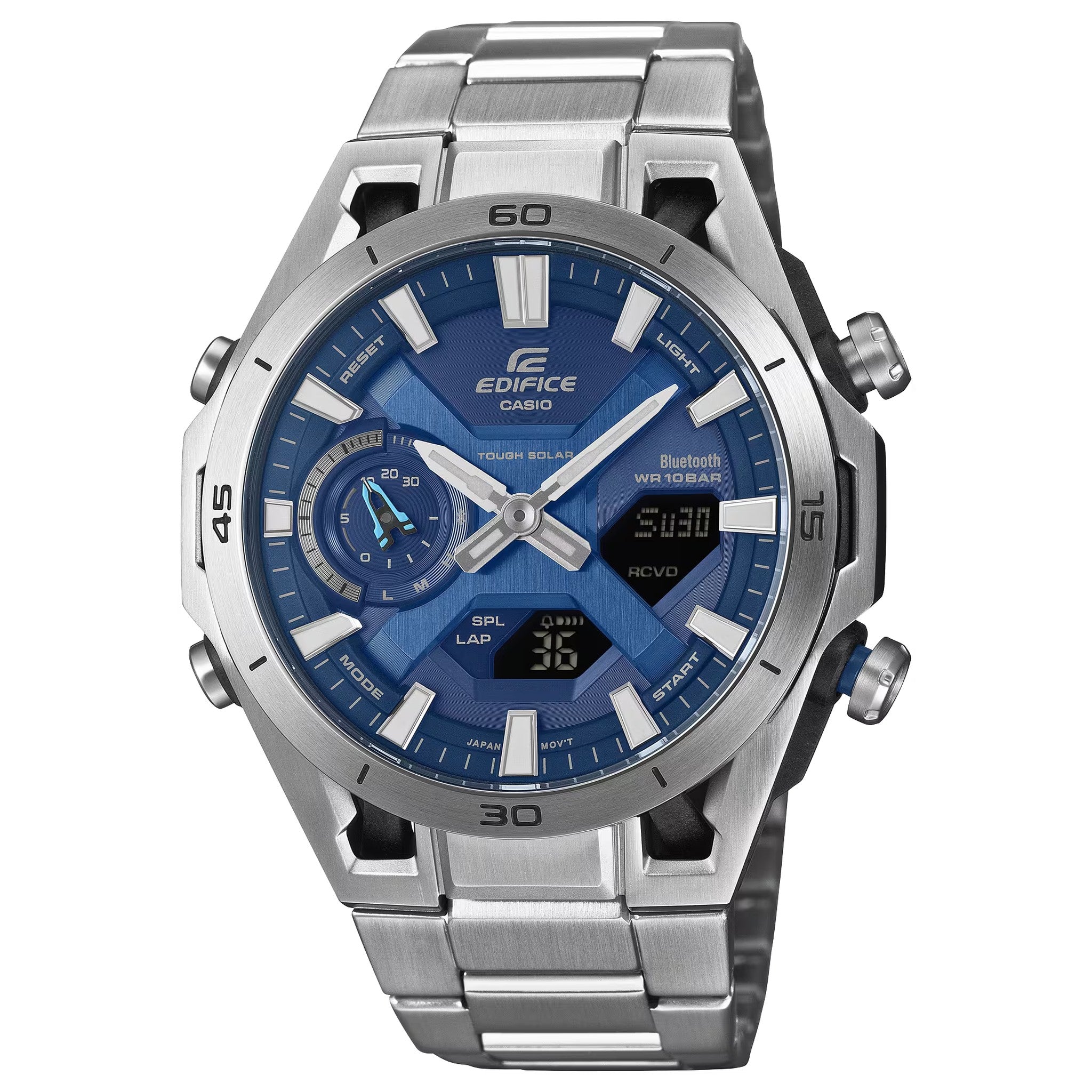 Casio Edifice ECB-2300D-2A Herrenuhr Silber Blau