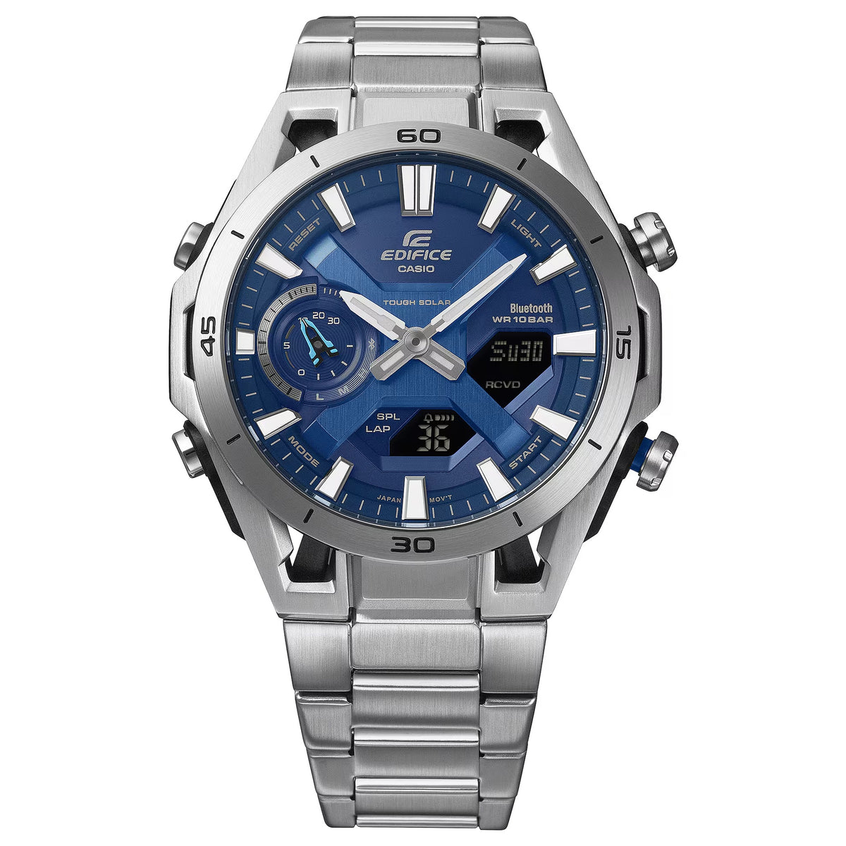 Casio Edifice ECB-2300D-2A Herrenuhr Silber Blau