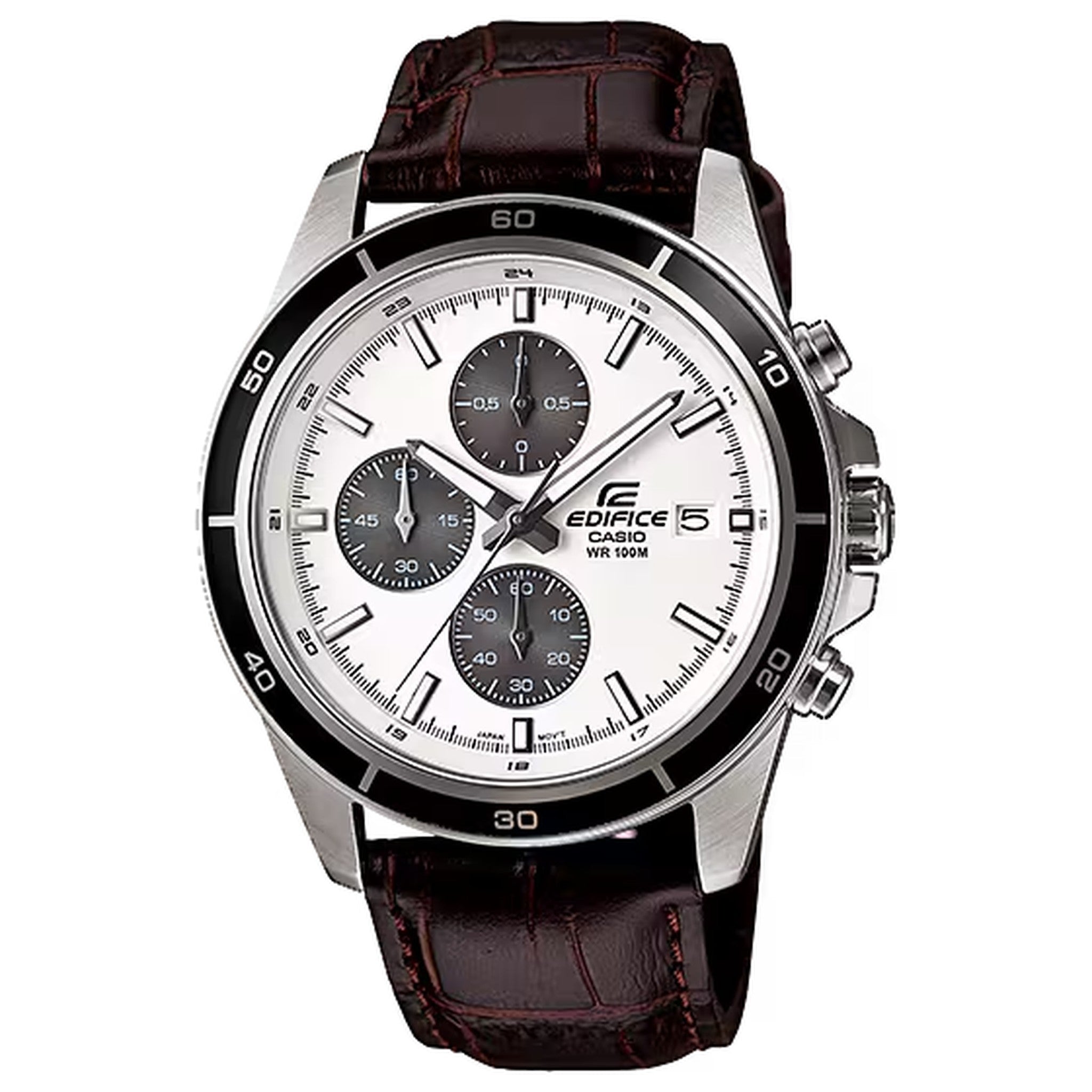 Casio Edifice EFR-526L-7A Herrenuhr Weiß Braun Leder
