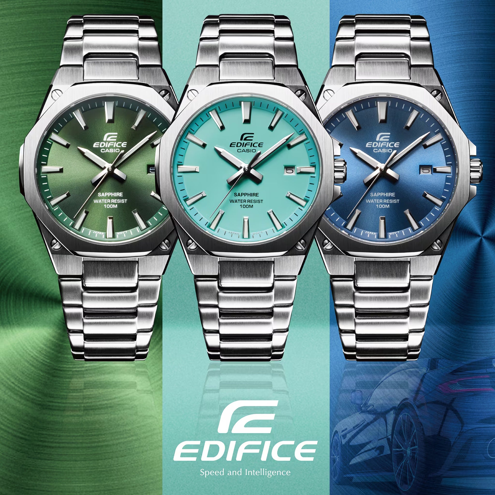 Casio Edifice EFR-S108D-2A Herrenuhr Silber Blau