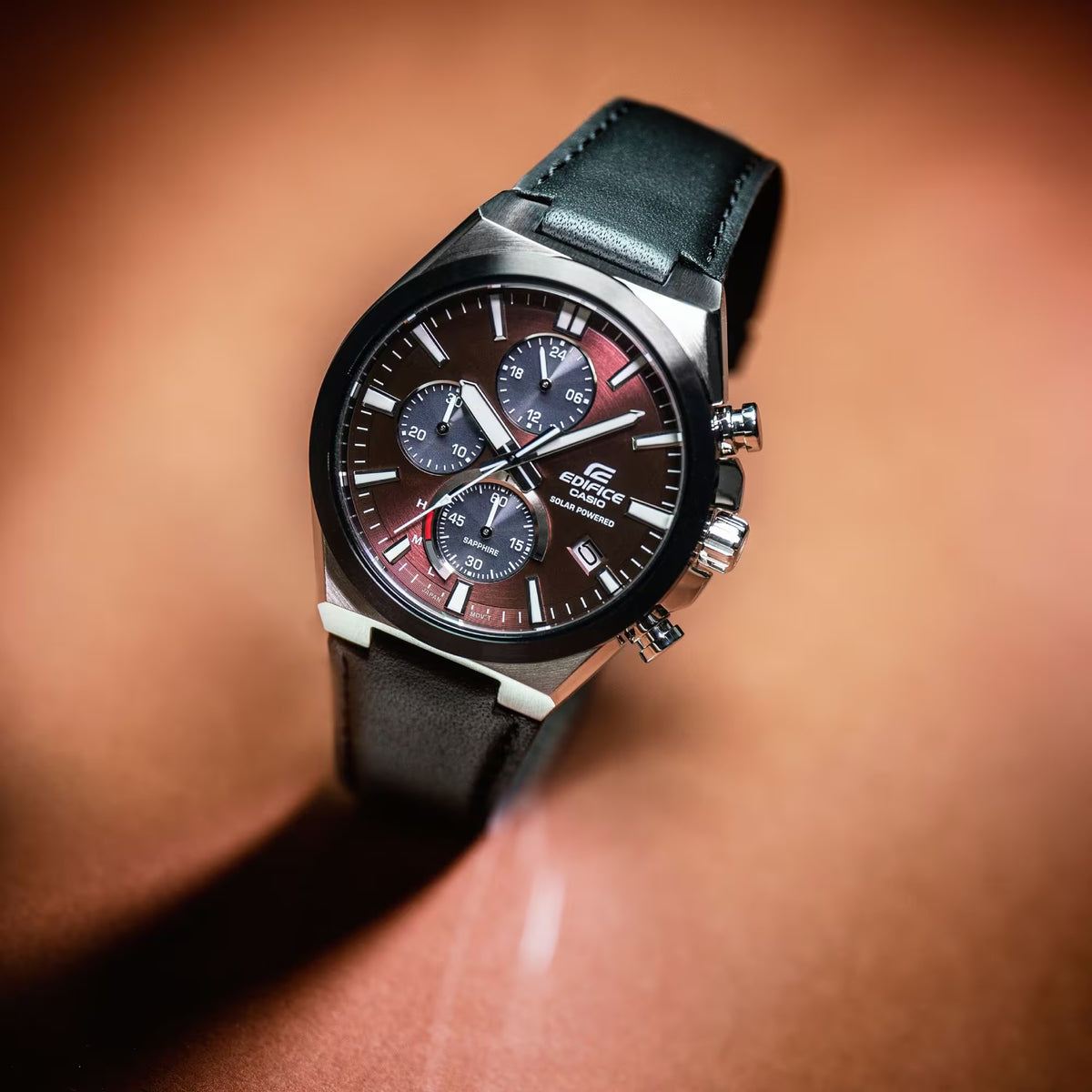 Montre Casio Edifice EFS-S630BL-5AV Chronographe Solaire Cuir Rouge Homme