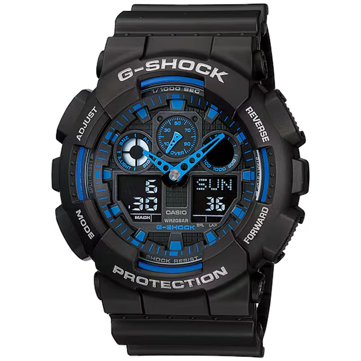 Casio G-Shock GA-100-1A2 Herrenuhr Schwarz Blau