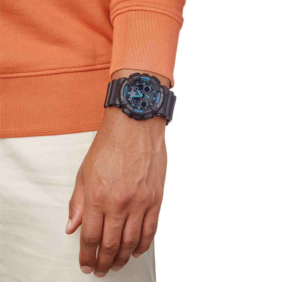 Casio G-Shock GA-100-1A2 Herrenuhr Schwarz Blau