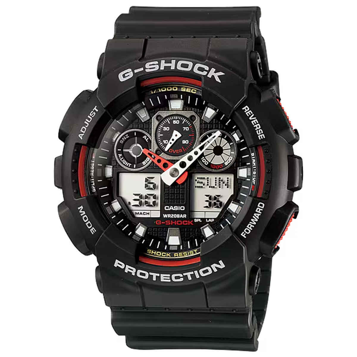 Casio G-Shock GA-100-1A4 Herrenuhr Schwarz Rot