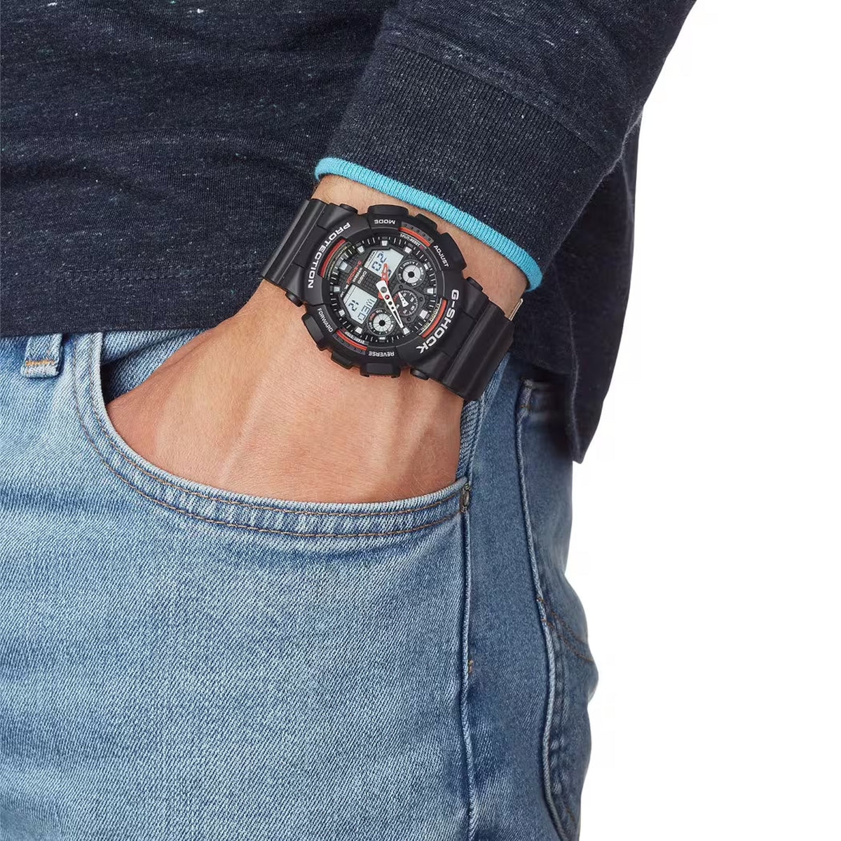 Casio G-Shock GA-100-1A4 Herrenuhr Schwarz Rot