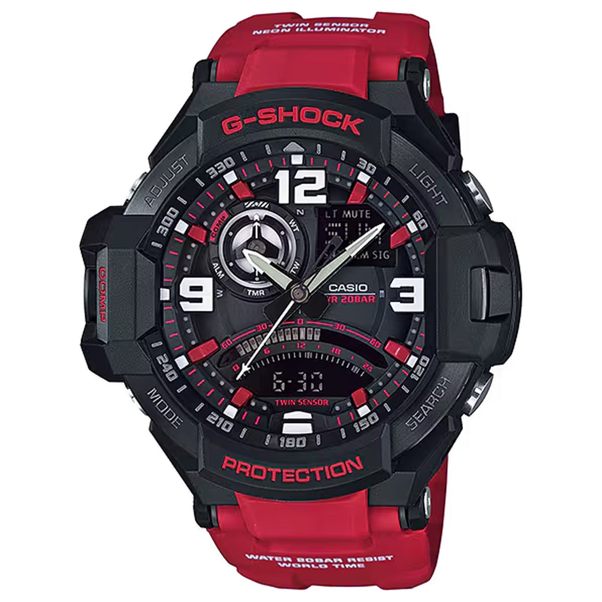 Casio G-Shock GA-1000-4B Herrenuhr Schwarz Rot