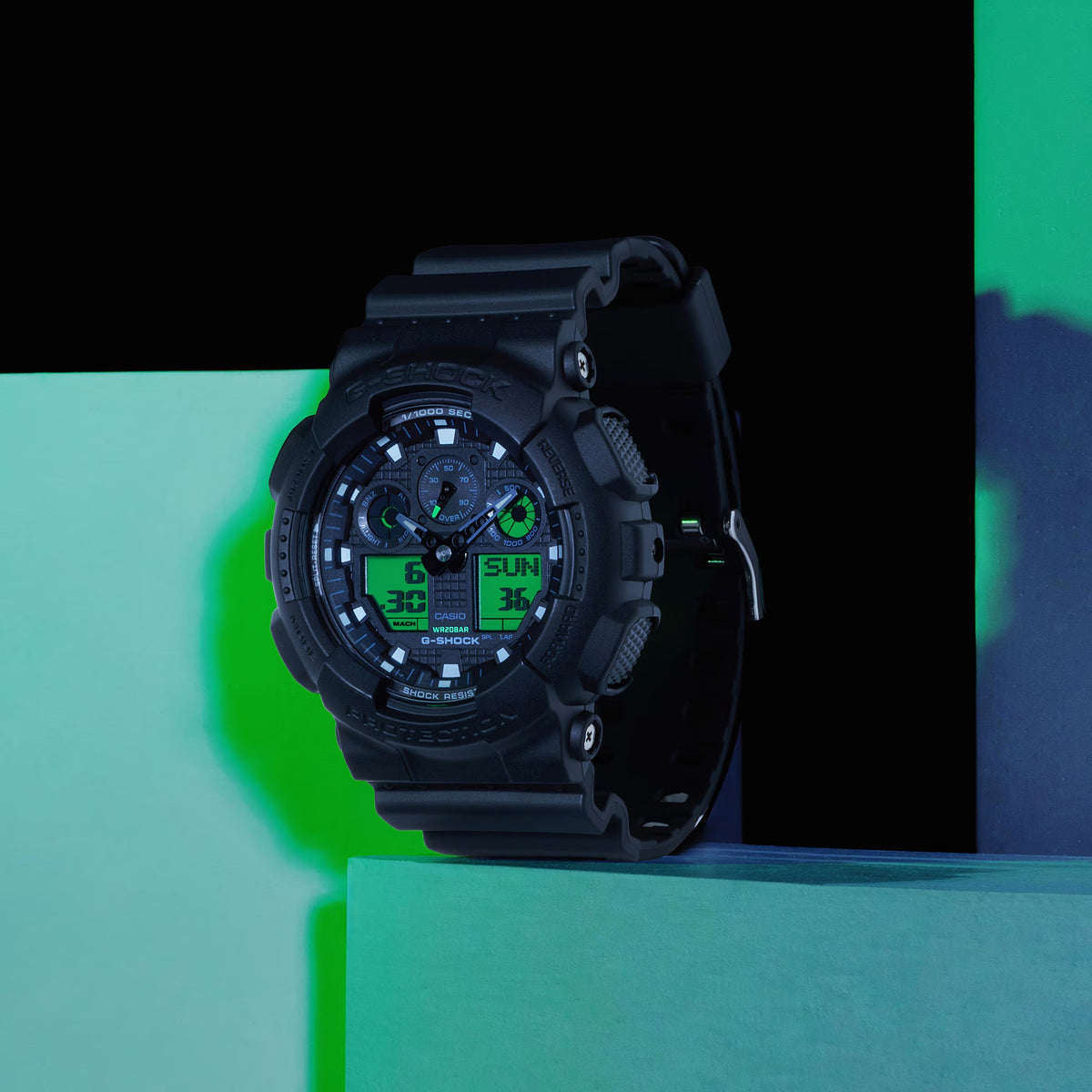 Montre Casio G-Shock GA-100BEG-1A Homme Noir Vert