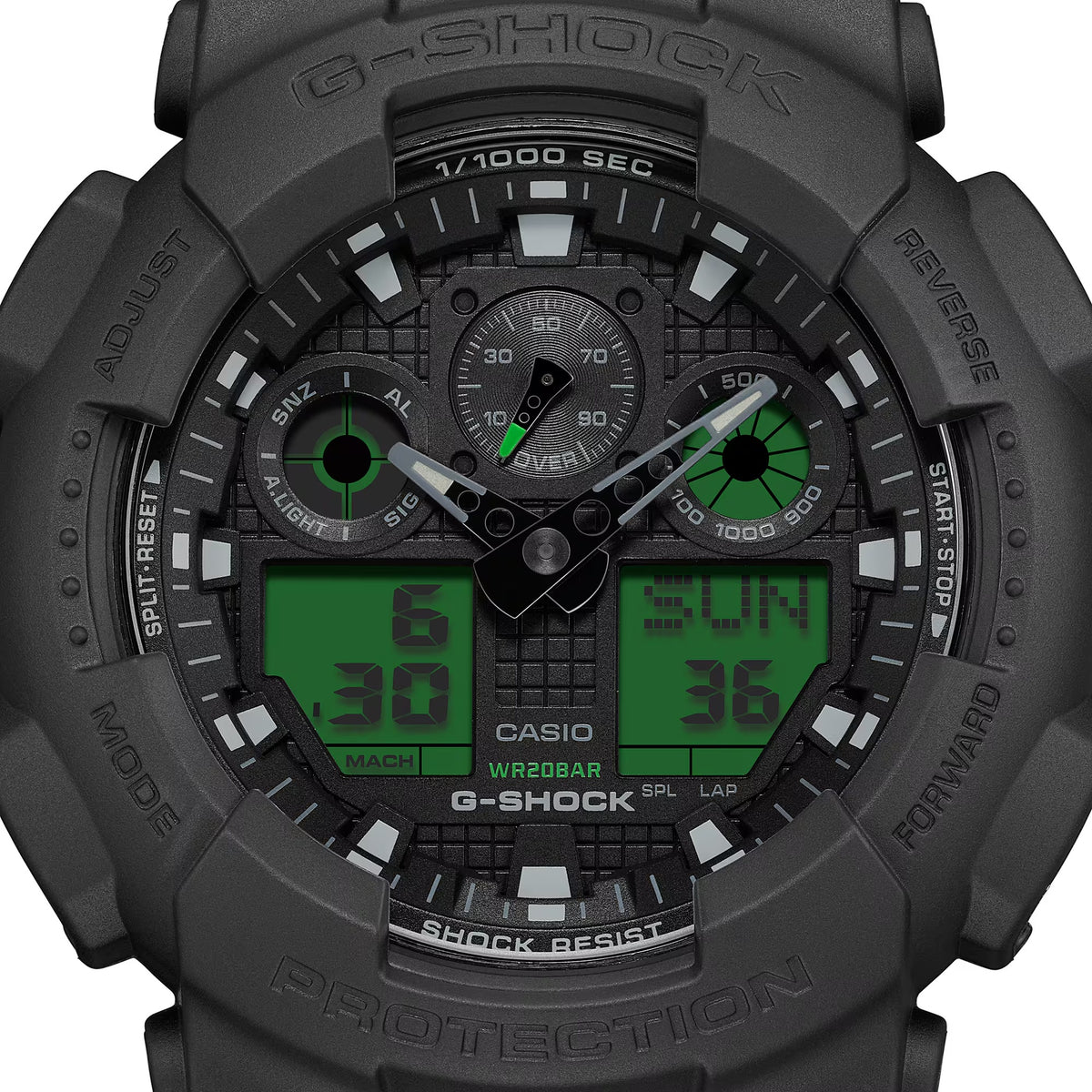 Casio G-Shock GA-100BEG-1A Herrenuhr Schwarz Grün