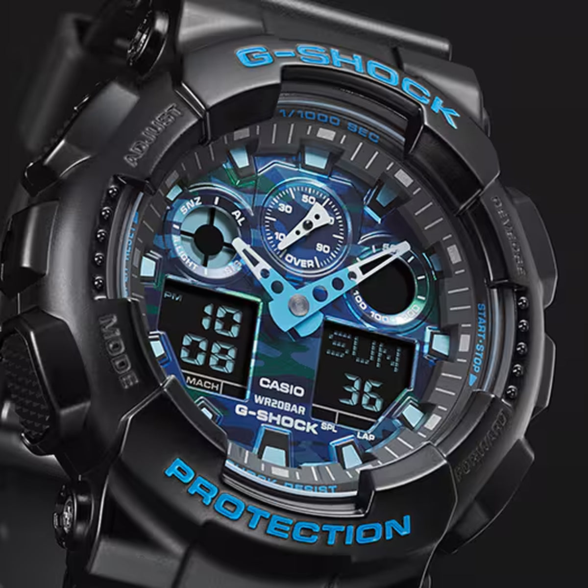 Casio G-Shock GA-100CB-1A Herrenuhr Schwarz Blau