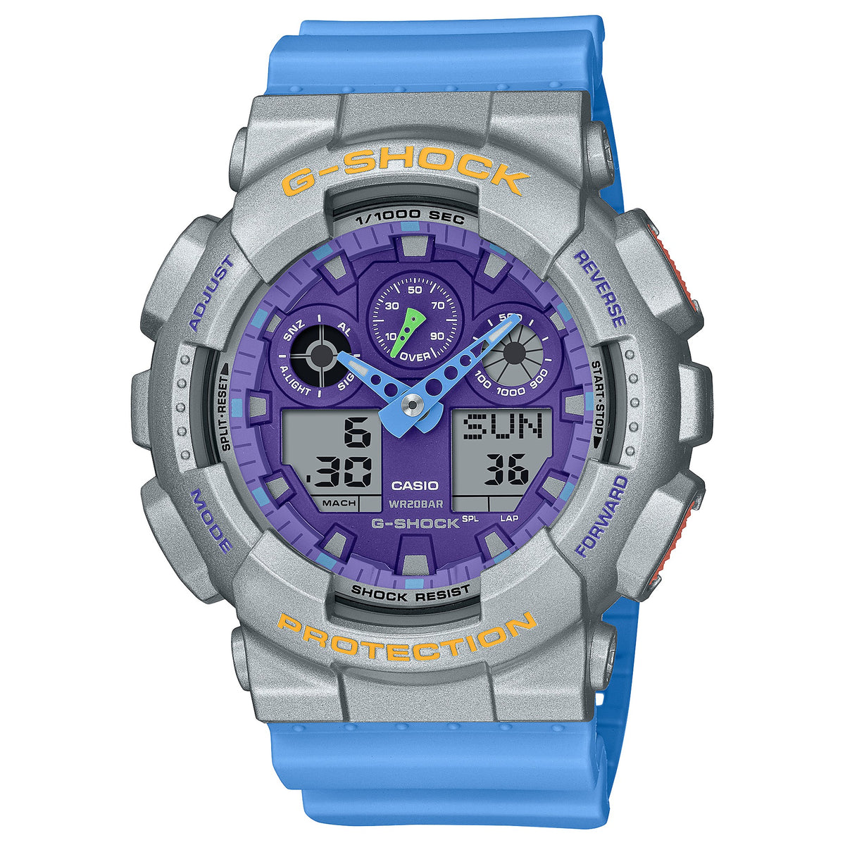 Casio G-Shock GA-100EU-8A2 Herrenuhr Grau Blau