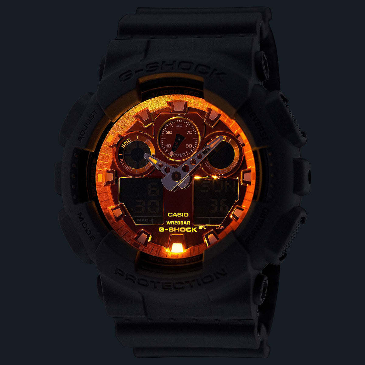 Casio G-Shock GA-100FL-8A Herrenuhr Grau Orange