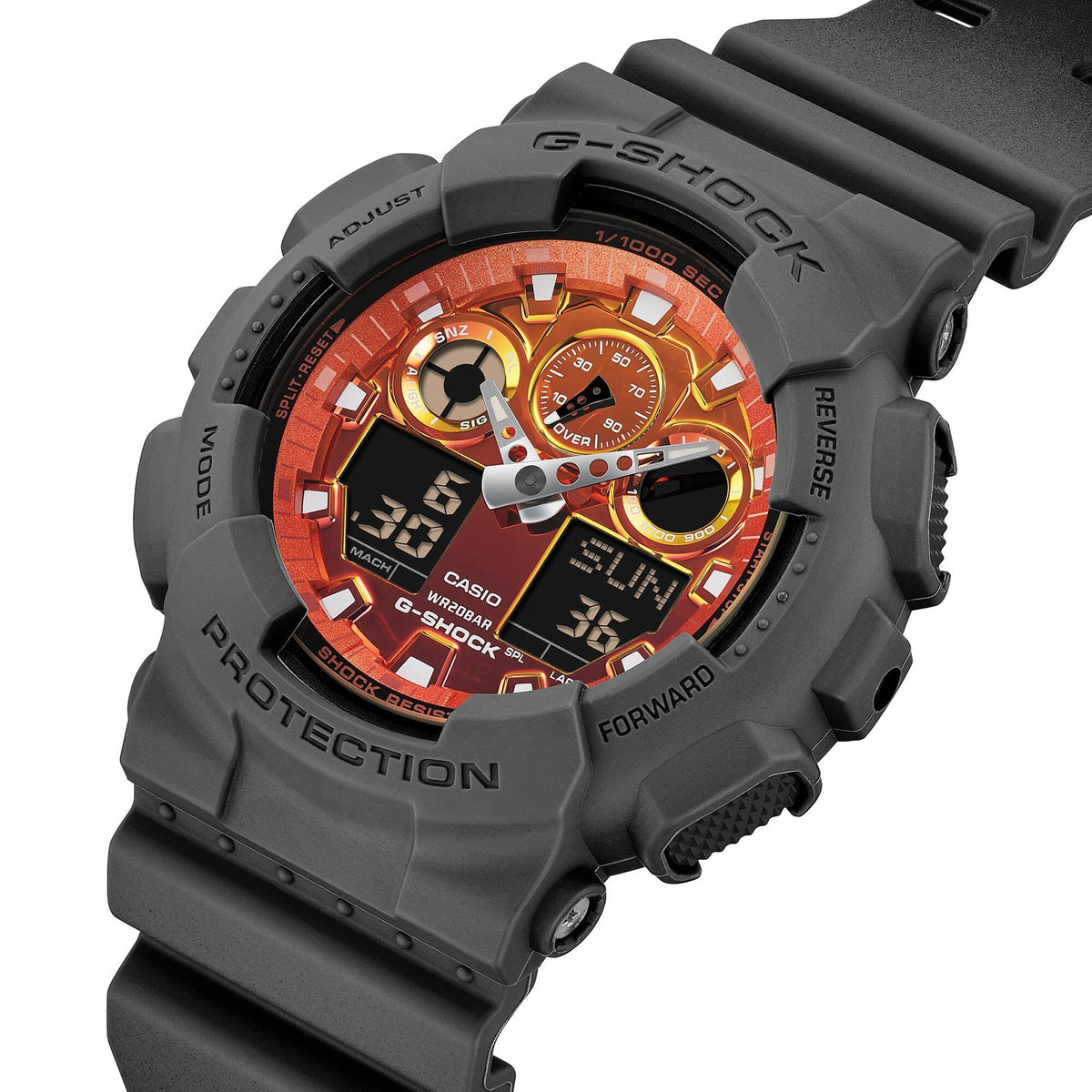 Montre Casio G-Shock GA-100FL-8A Homme Gris Orange