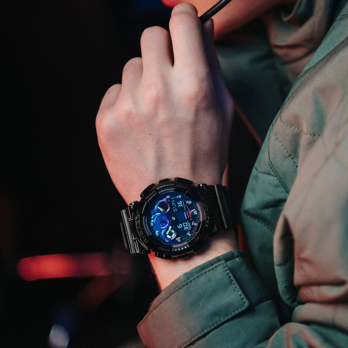 Casio G-Shock GA-100RGB-1A Herrenuhr Schwarz