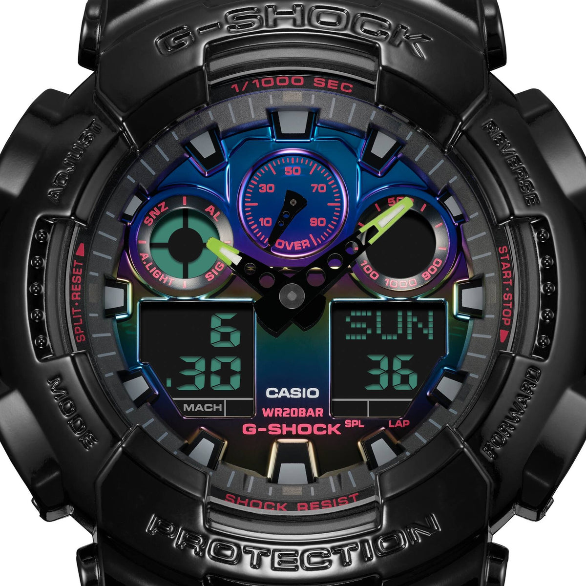 Casio G-Shock GA-100RGB-1A Herrenuhr Schwarz