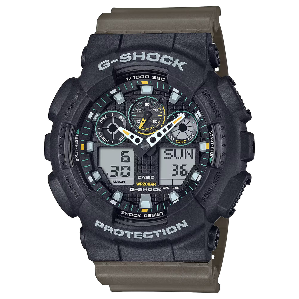 Casio G-Shock GA-100TU-1A3 Herrenuhr Schwarz Grün