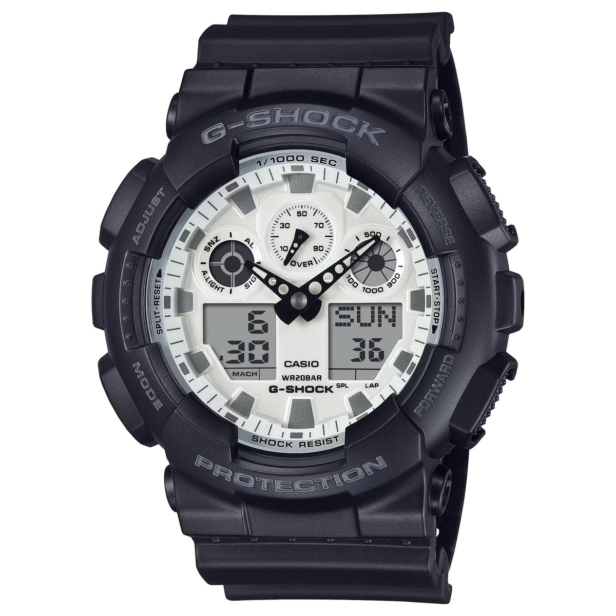 Casio G-Shock GA-100WD-1A Herrenuhr Schwarz Weiß