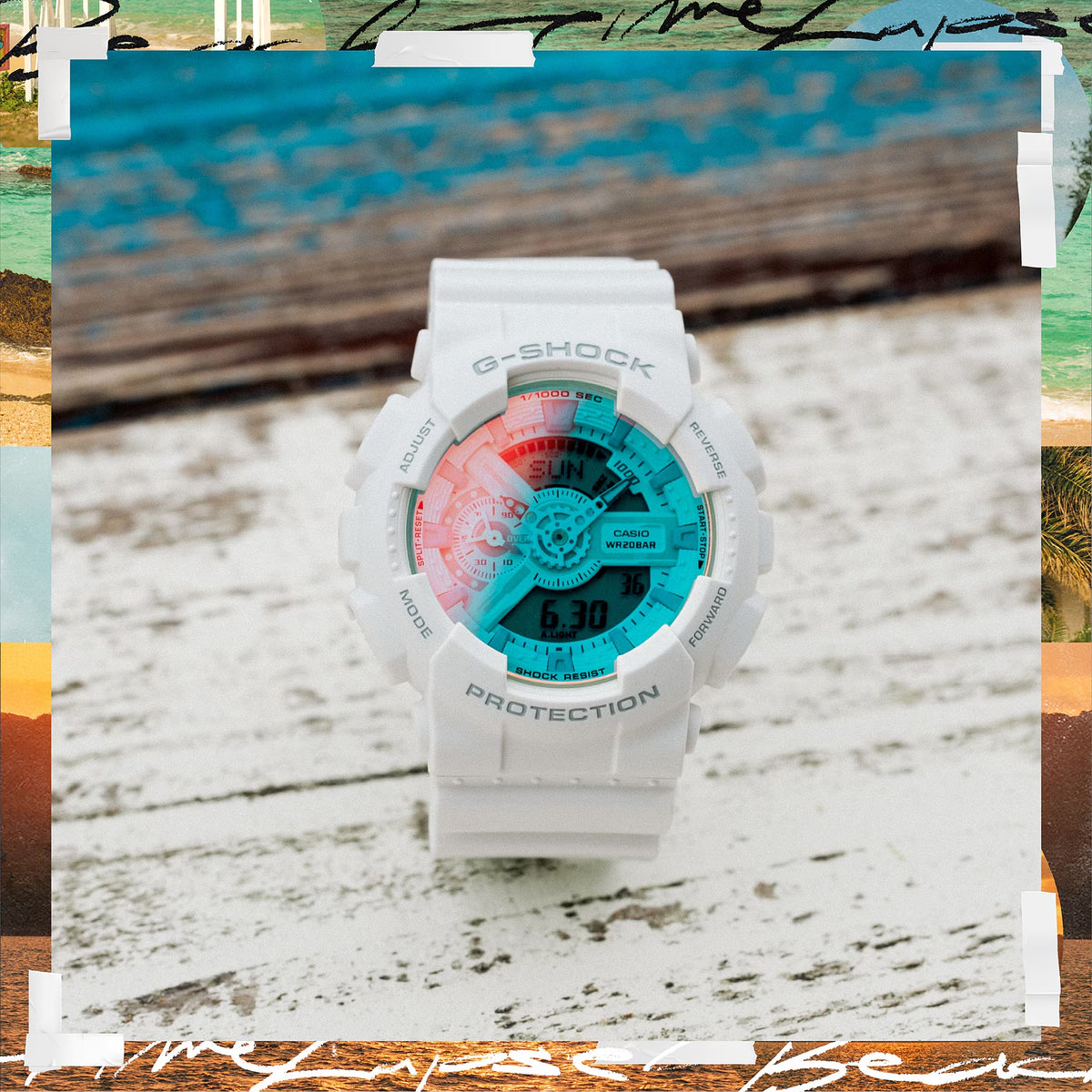Casio G-Shock GA-110TL-7A Herrenuhr Weiß Bunt