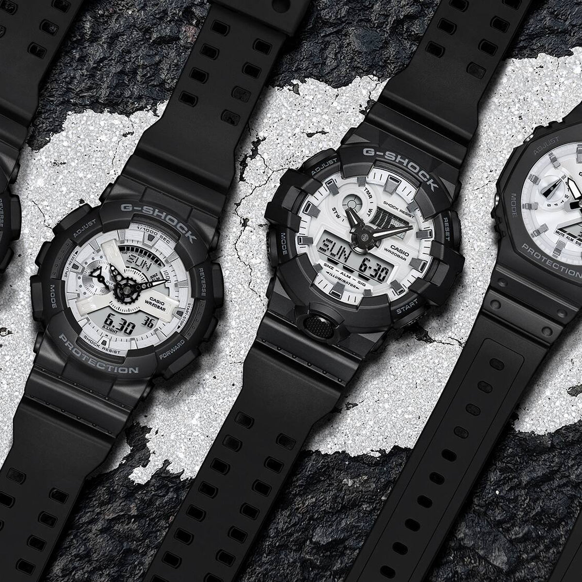 Casio G-Shock GA-110WD-1A Herrenuhr Schwarz Weiß