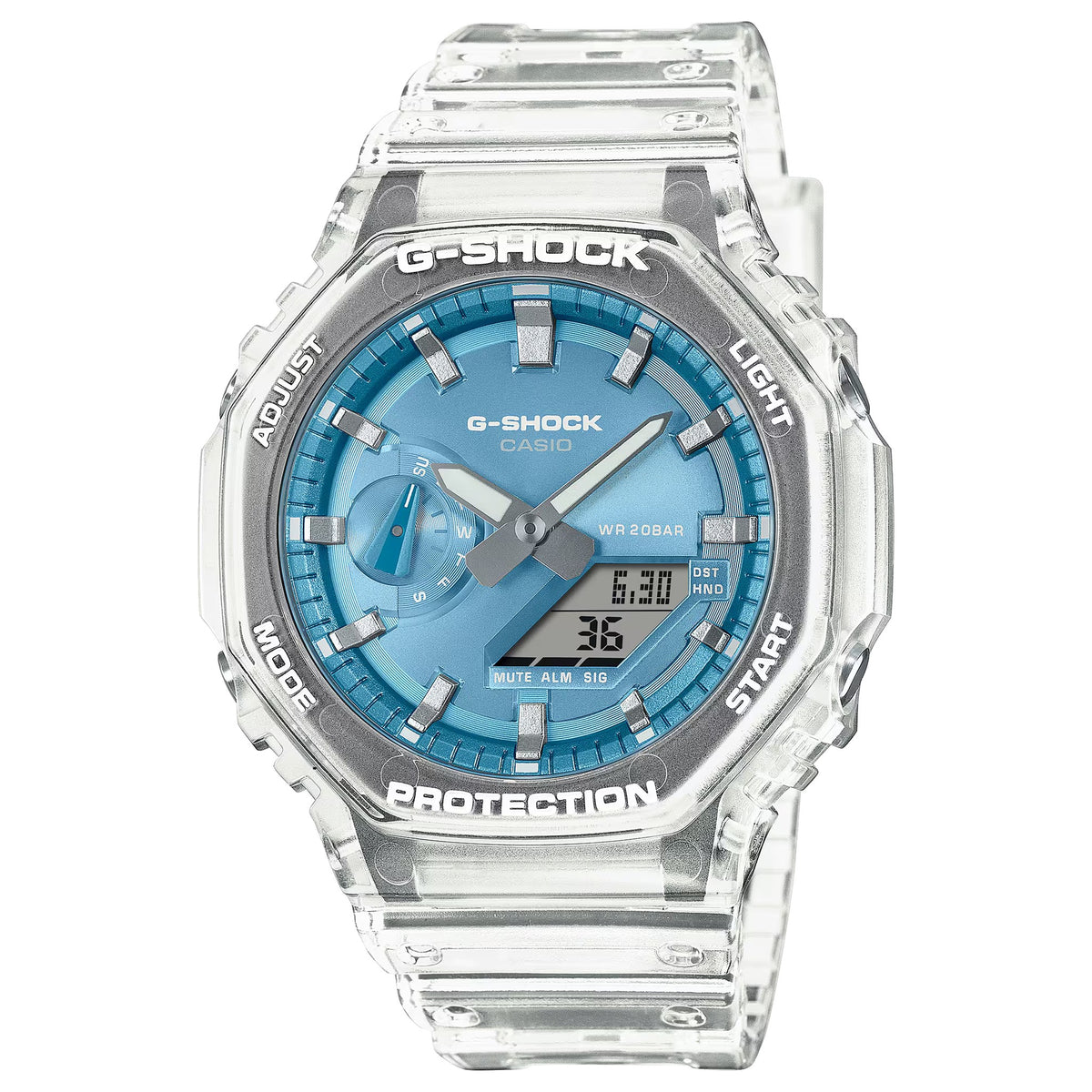 Casio G-Shock GA-2100BM-7A2 Herrenuhr Transparent Blau