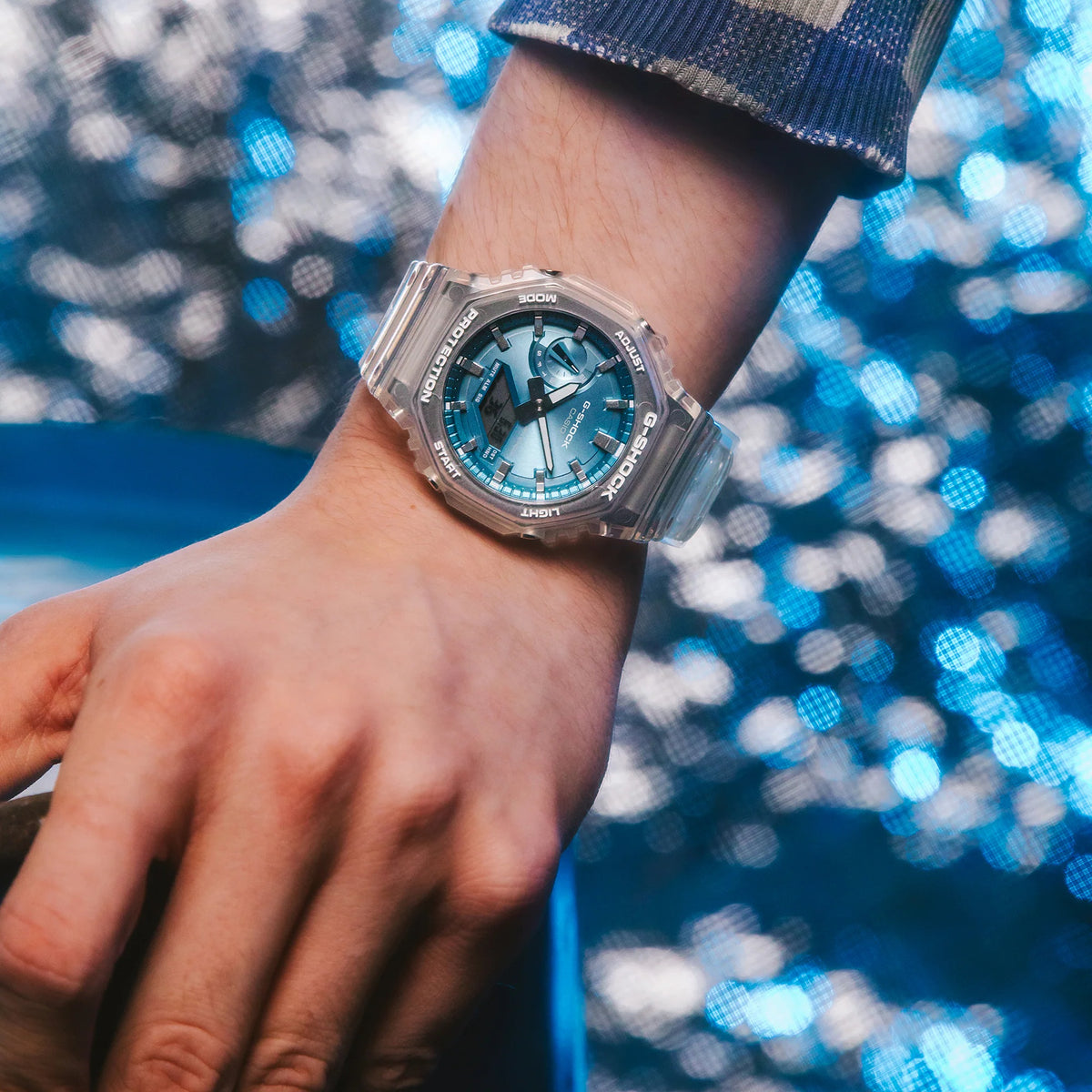 Casio G-Shock GA-2100BM-7A2 Herrenuhr Transparent Blau