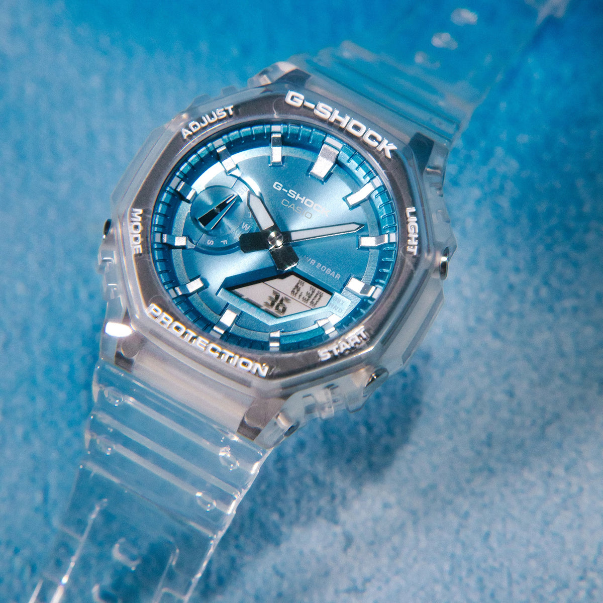 Casio G-Shock GA-2100BM-7A2 Herrenuhr Transparent Blau