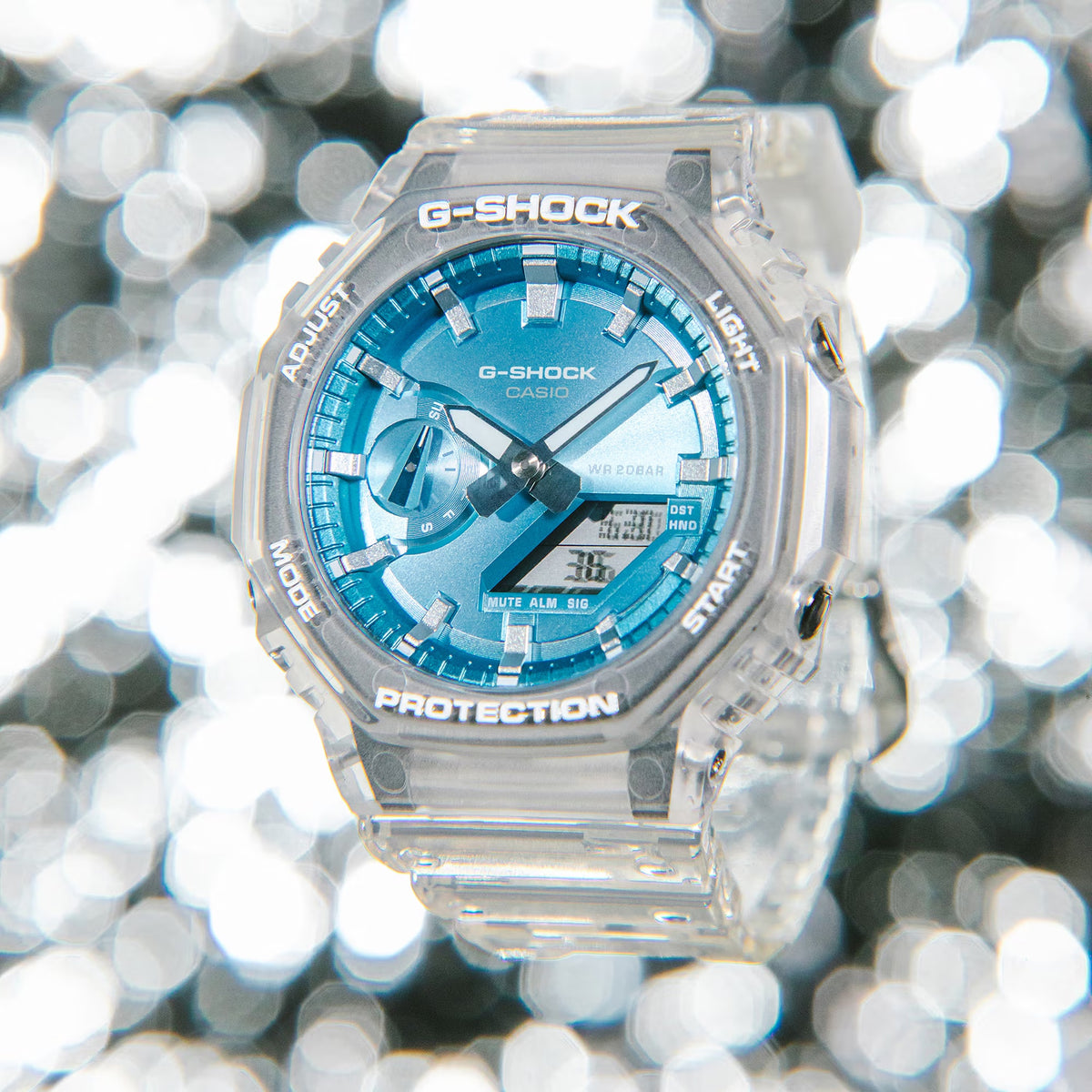 Casio G-Shock GA-2100BM-7A2 Herrenuhr Transparent Blau