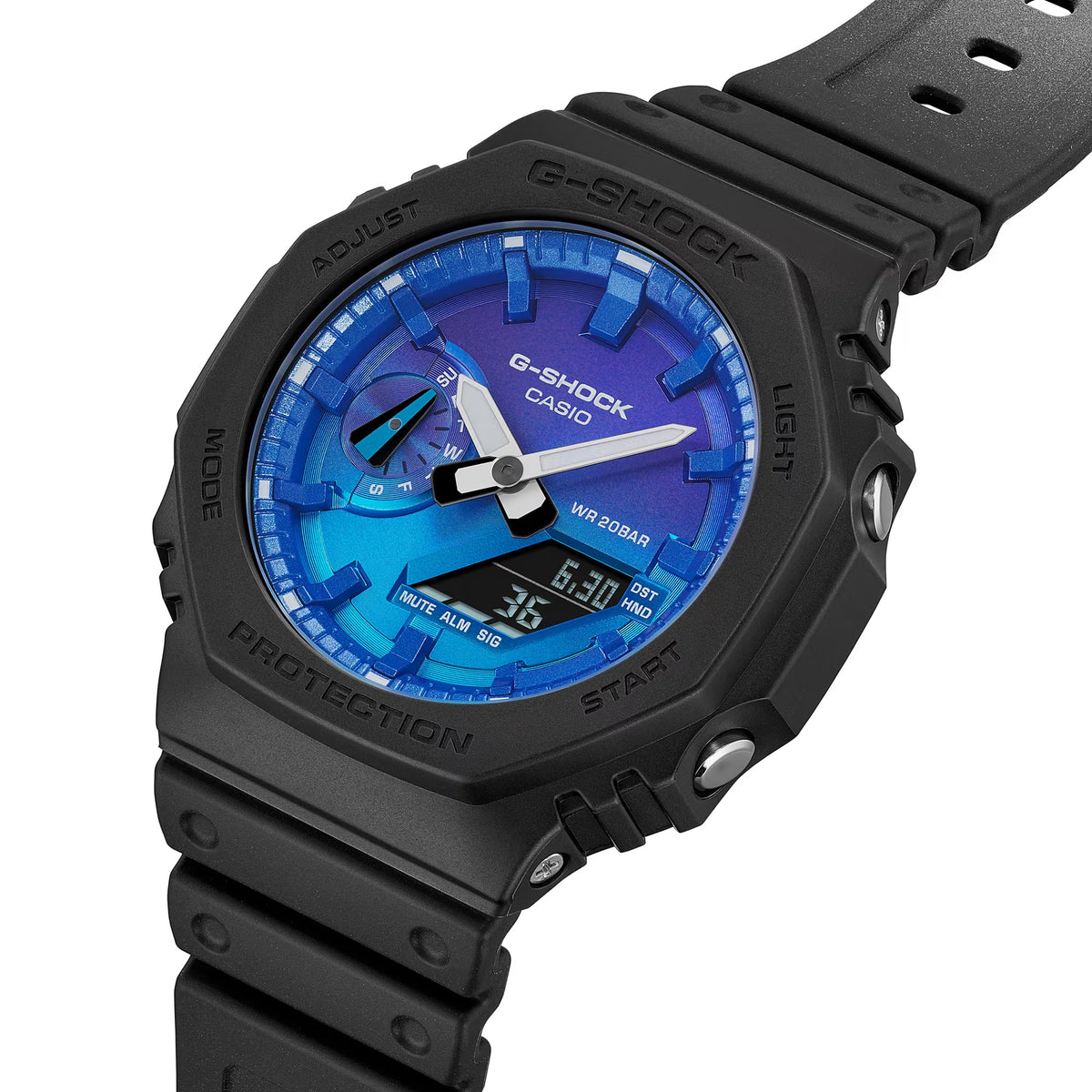 Casio G-Shock GA-2100FL-1A Herrenuhr Schwarz Violett Blau