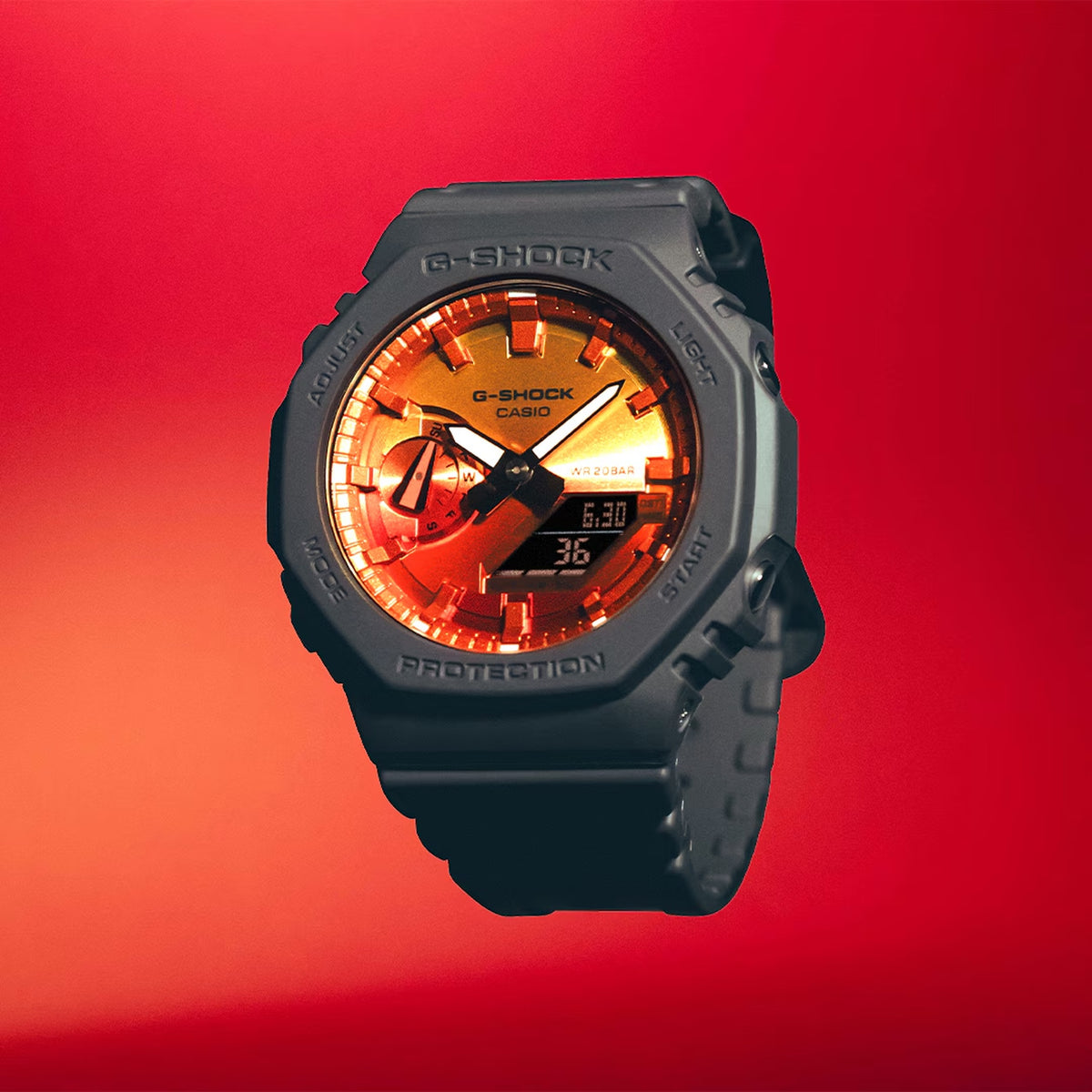 Casio G-Shock GA-2100FL-8A Herrenuhr Grau Orange