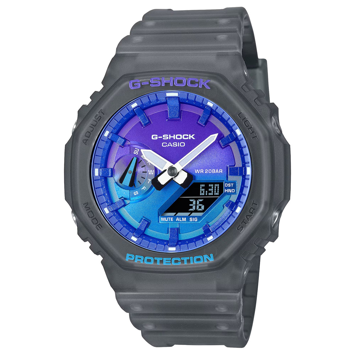 Casio G-Shock GA-2100FLS-8A2 Herrenuhr Grau Violett Blau
