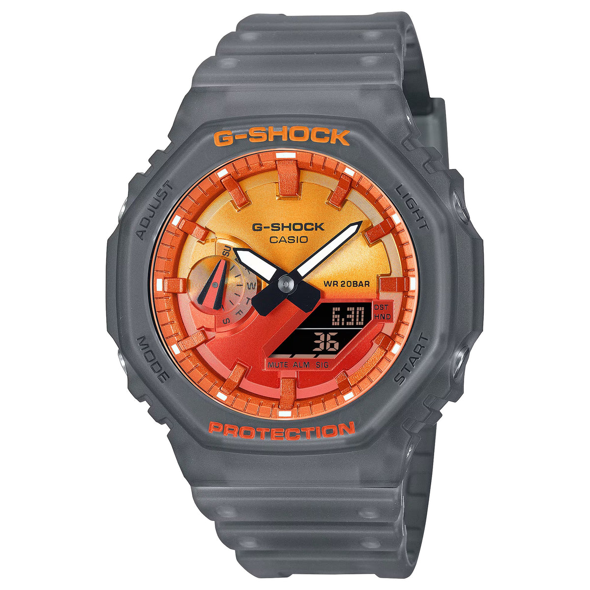 Casio G-Shock GA-2100FLS-8A4 Herrenuhr Grau Orange